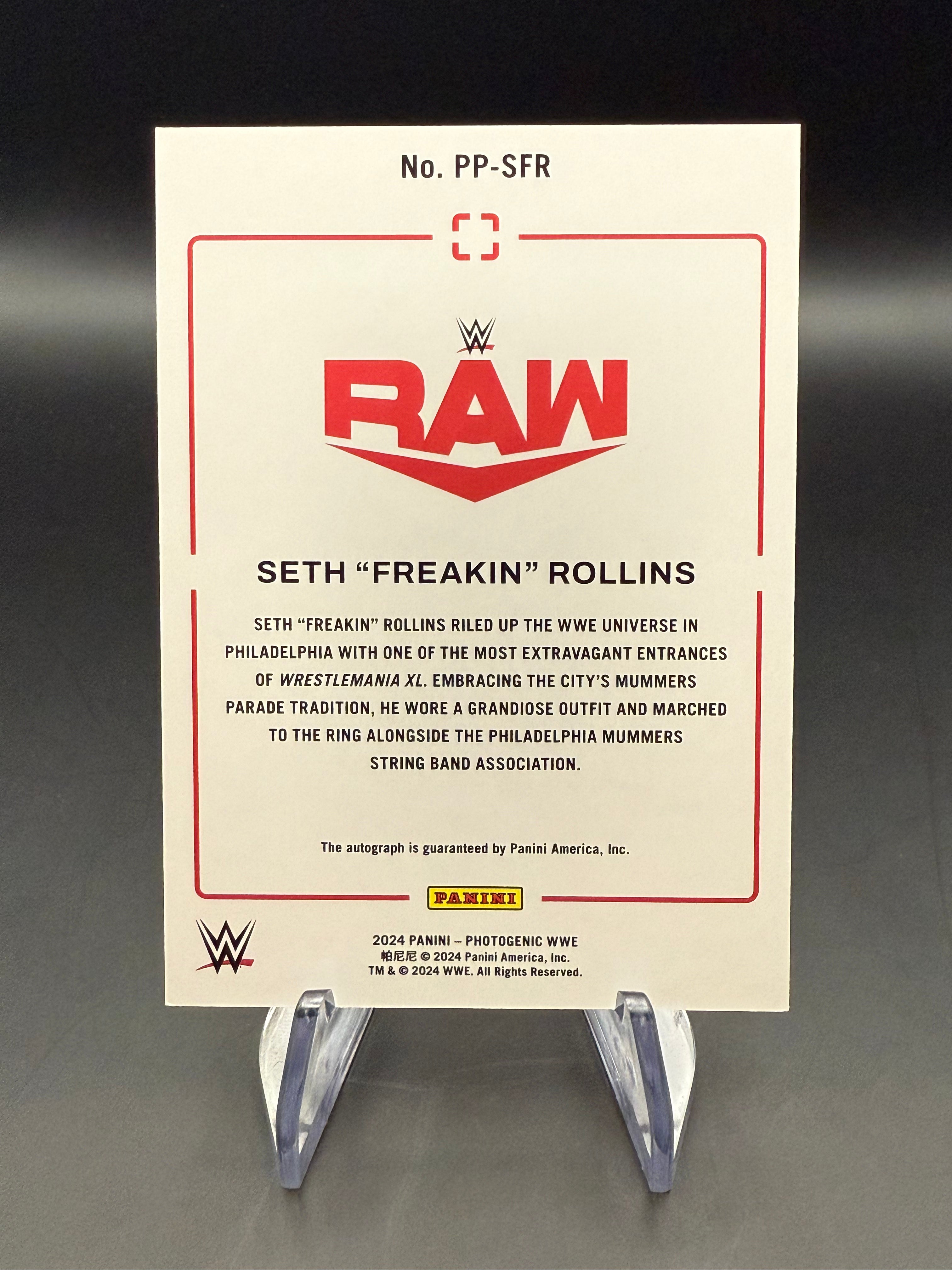 Seth “Freakin” Rollins 2024 WWE Panini PhotoGenic Picture Perfect Platinum Autograph 1/1
