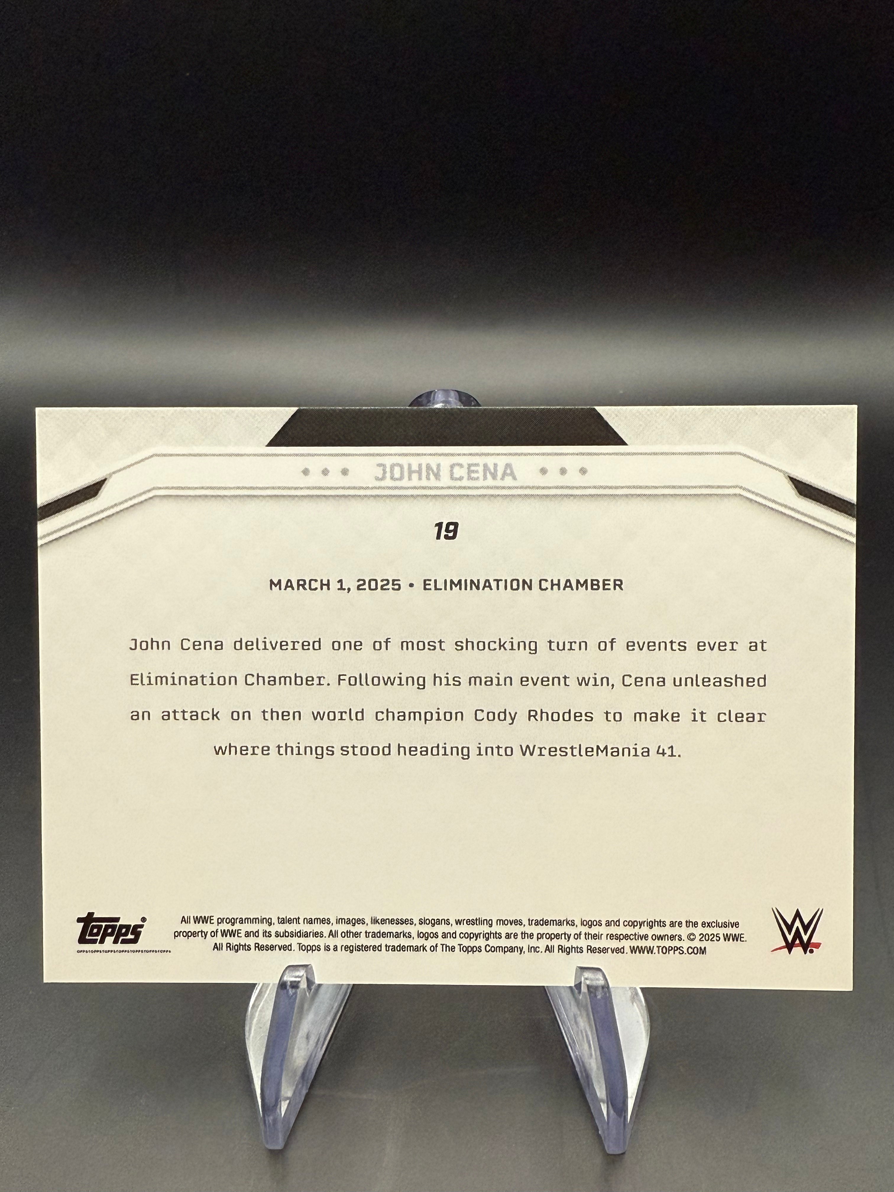 John Cena 2025 WWE Topps John Cena Commemorative Collection #19 "Heel Turn" Gold Foil /50