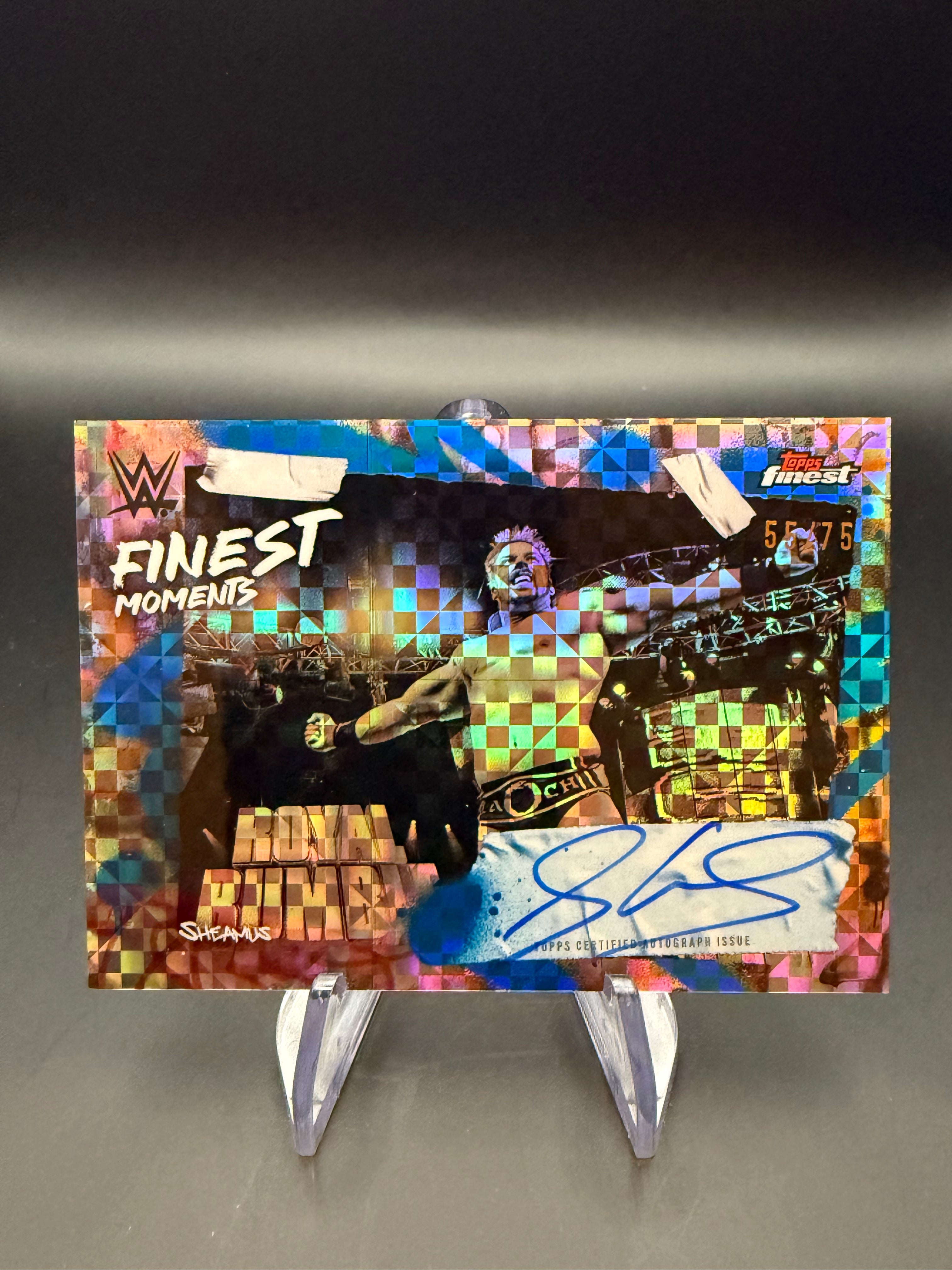 Sheamus 2025 WWE Topps Finest Moments Signature Blue Checkerboard Refractor Autograph /75