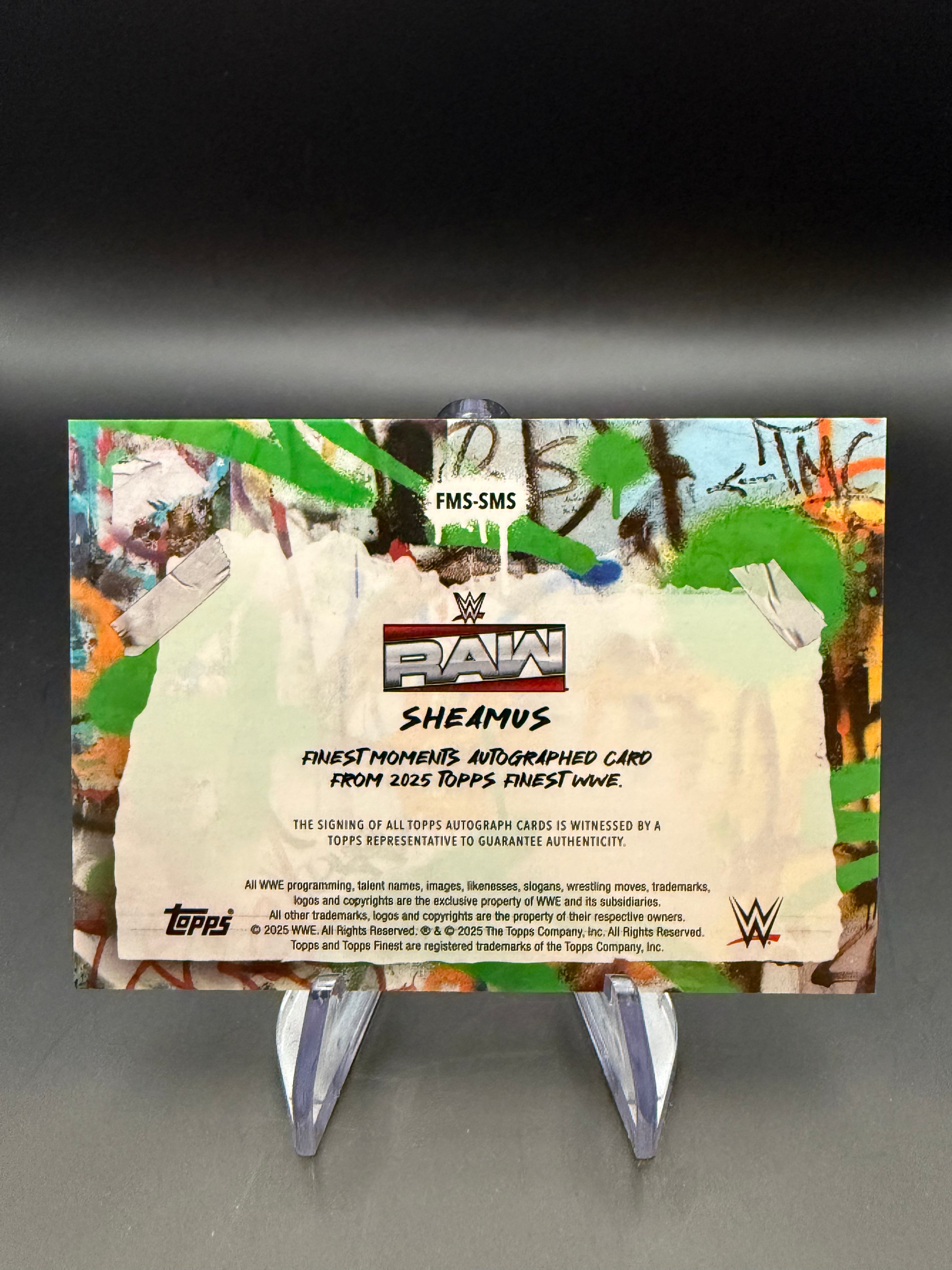 Sheamus 2025 WWE Topps Finest Moments Signature Blue Checkerboard Refractor Autograph /75