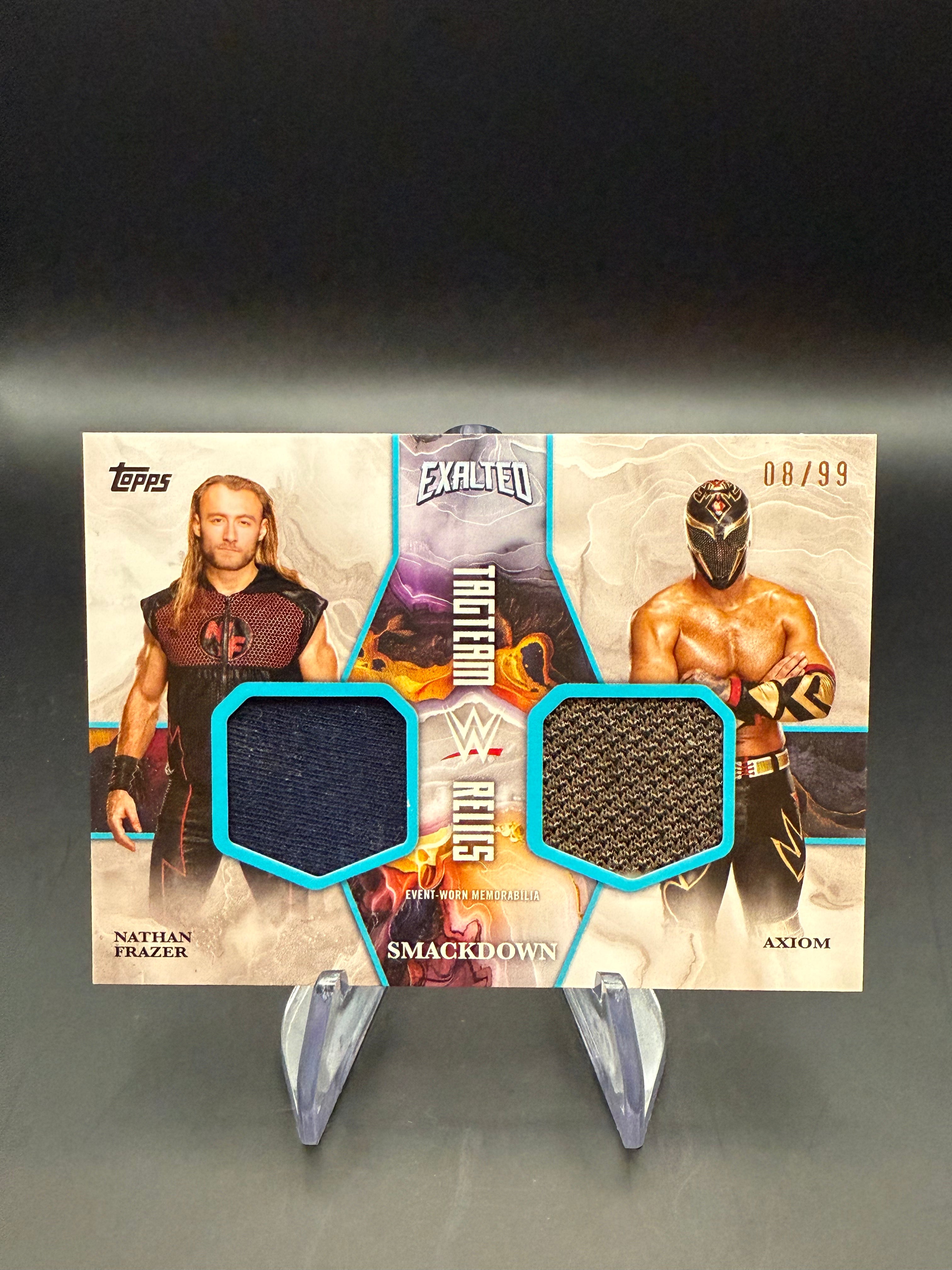 Nathan Frazer & Axiom 2025 WWE Topps Exalted Tag Team Relics Aqua /99
