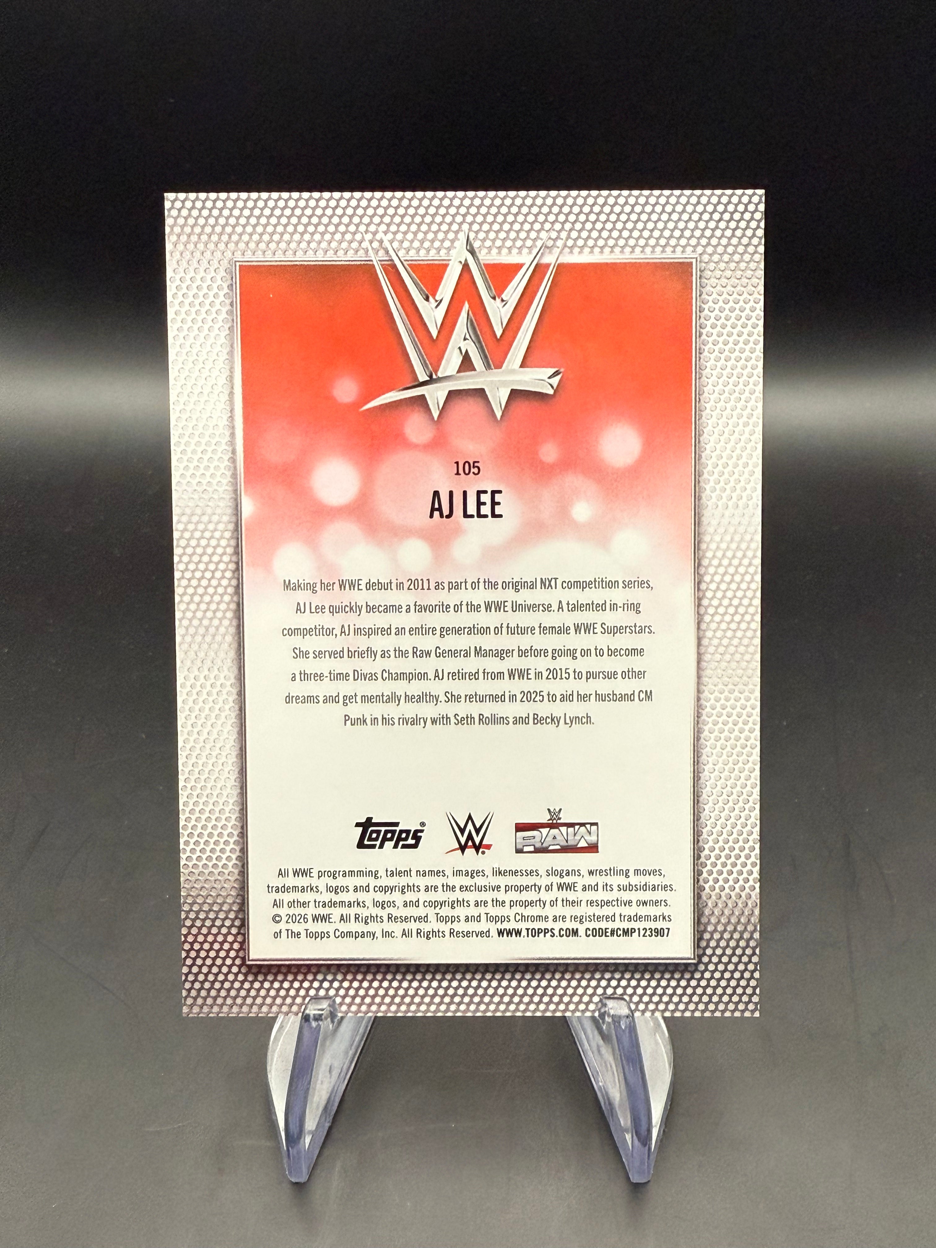 AJ Lee 2026 WWE Topps Chrome Refractor Black /10