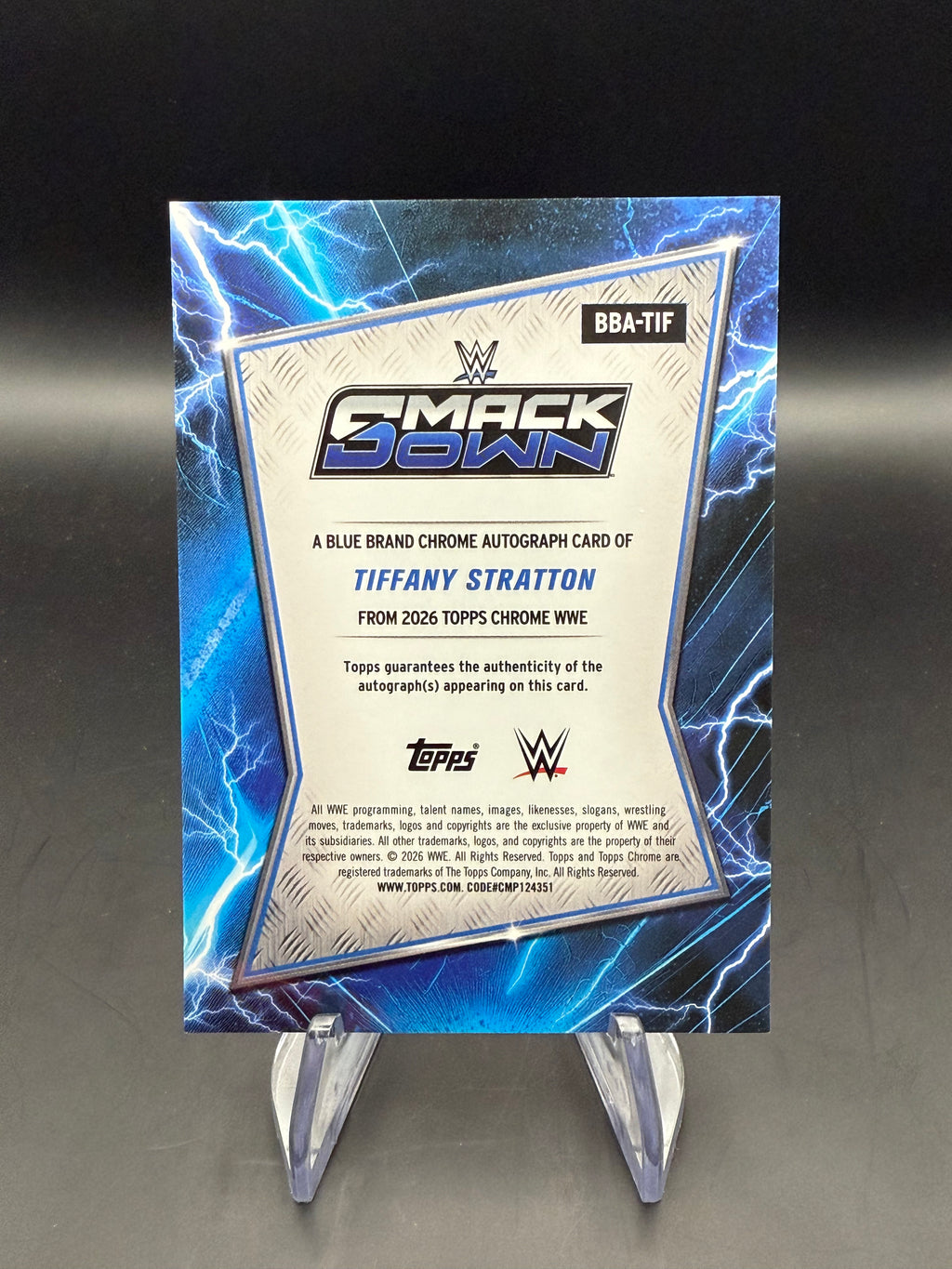 Tiffany Stratton 2026 WWE Topps Chrome Blue Brand Autograph