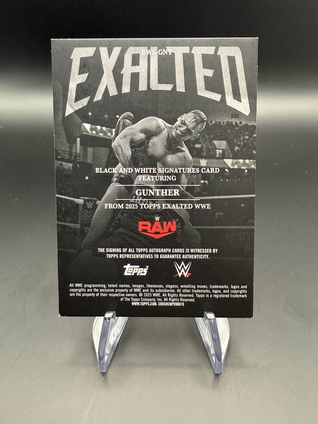 Gunther 2025 WWE Topps Exalted Black And White Signature Green Autograph /50