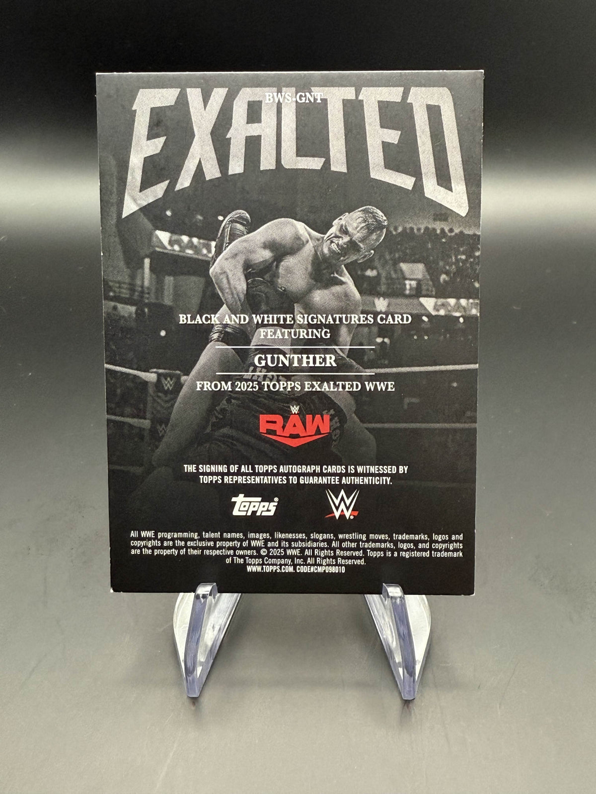 Gunther 2025 WWE Topps Exalted Black And White Signature Green Autograph /50