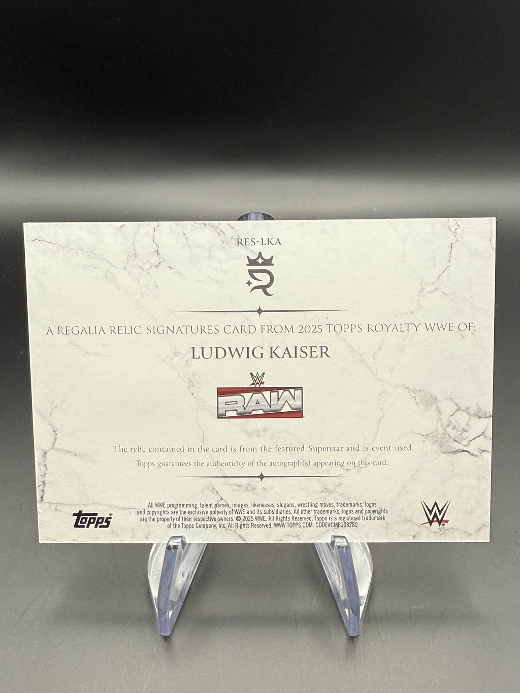 Ludwig Kaiser 2025 WWE Topps Royalty Regalia Relic Signature Blue Autograph /25