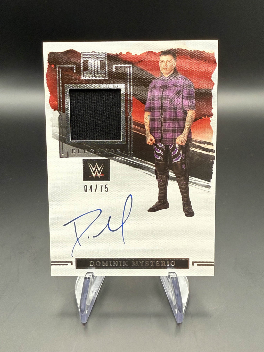 Dominik Mysterio 2023 WWE Panini Impeccable Elegance Memorabilia Patch Autograph /75