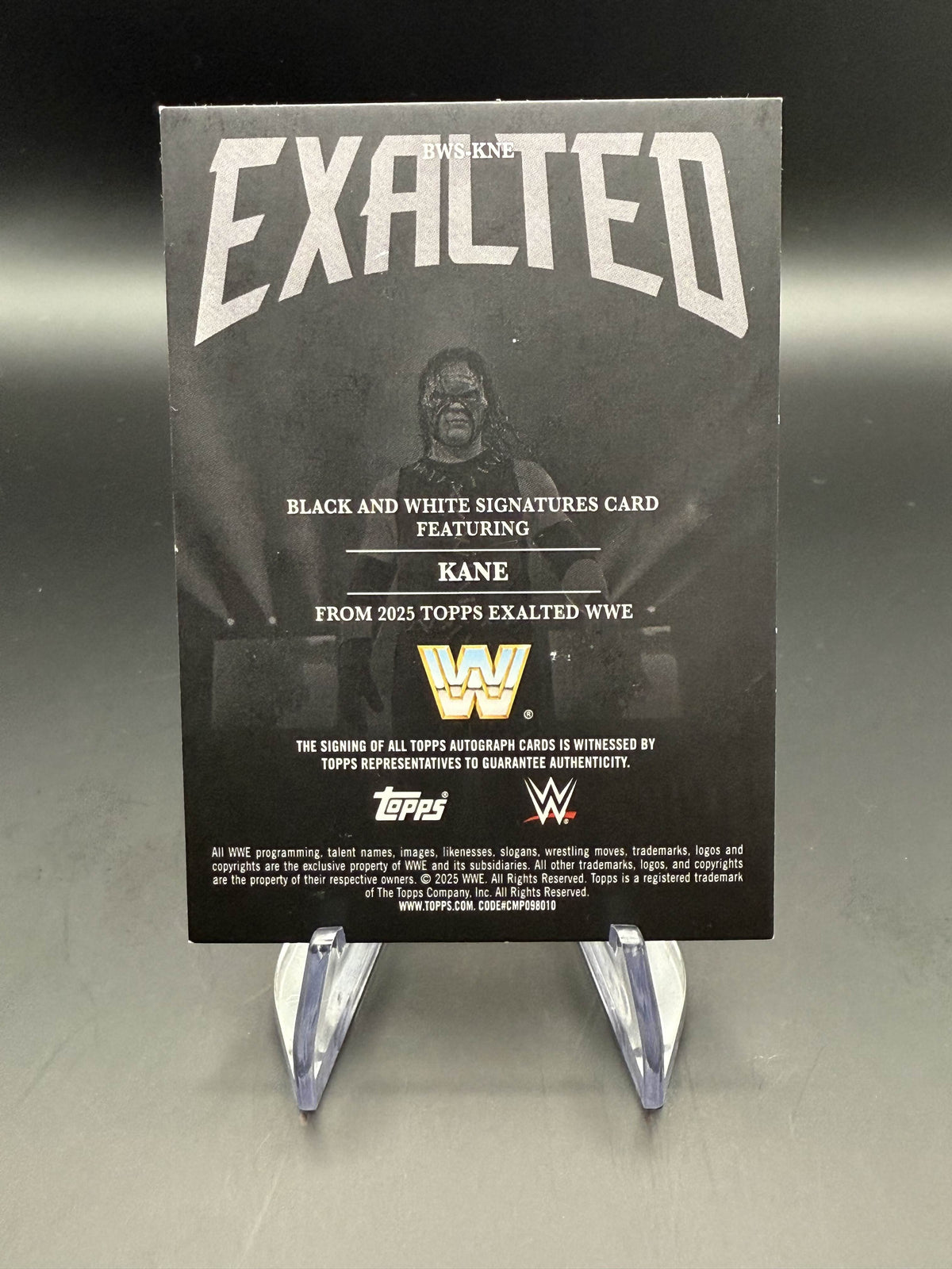 Kane 2025 WWE Topps Exalted Black And White Signature Autograph /99