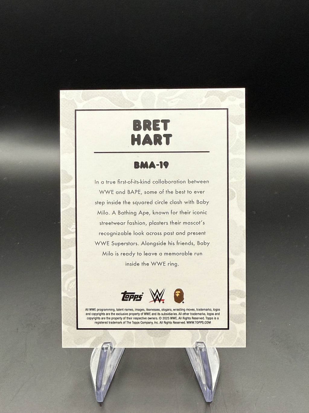 Bret Hart 2025 Topps WWE x BAPE Baby Milo Multi Color Camo /5
