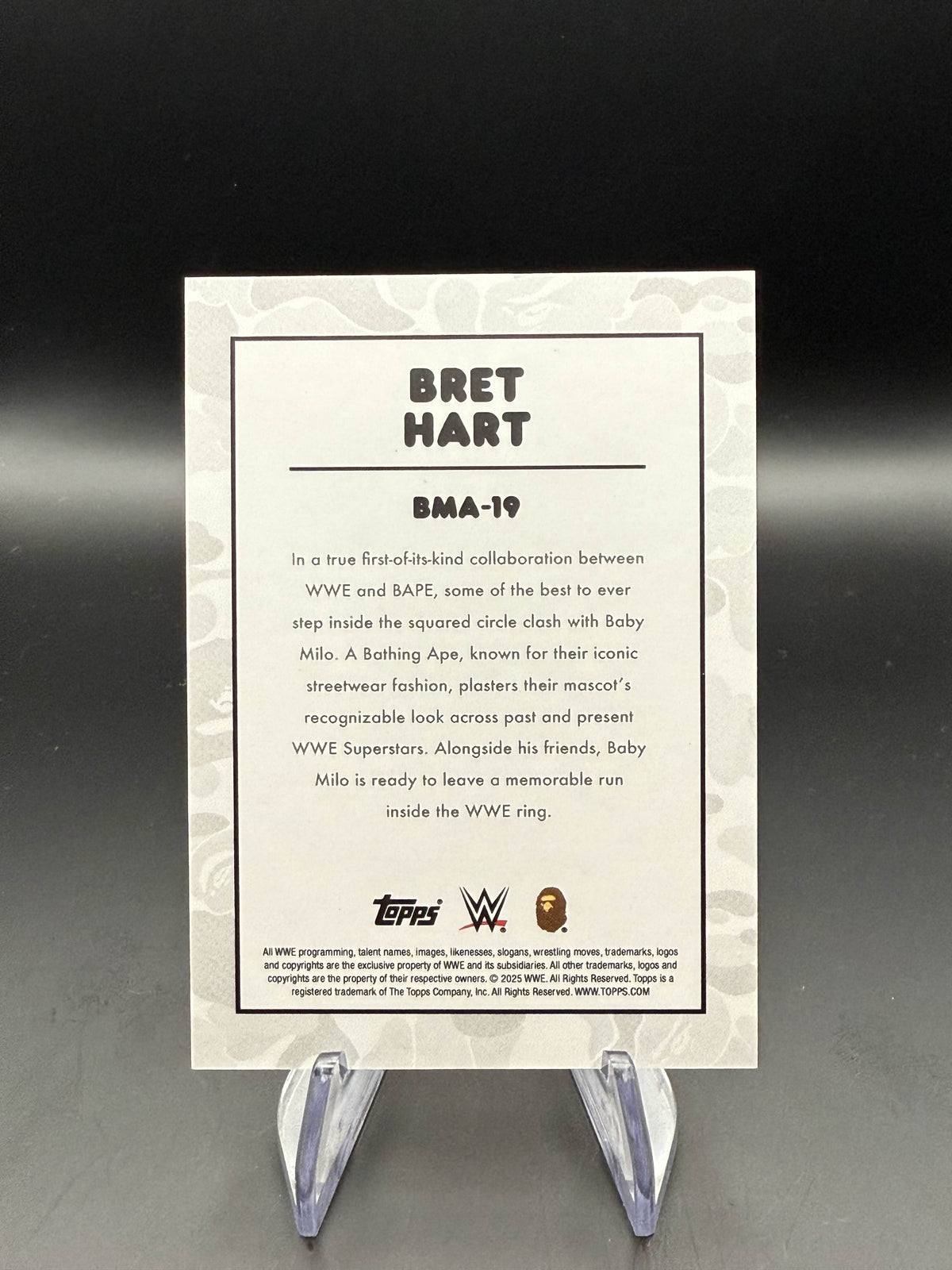 Bret Hart 2025 Topps WWE x BAPE Baby Milo Multi Color Camo /5