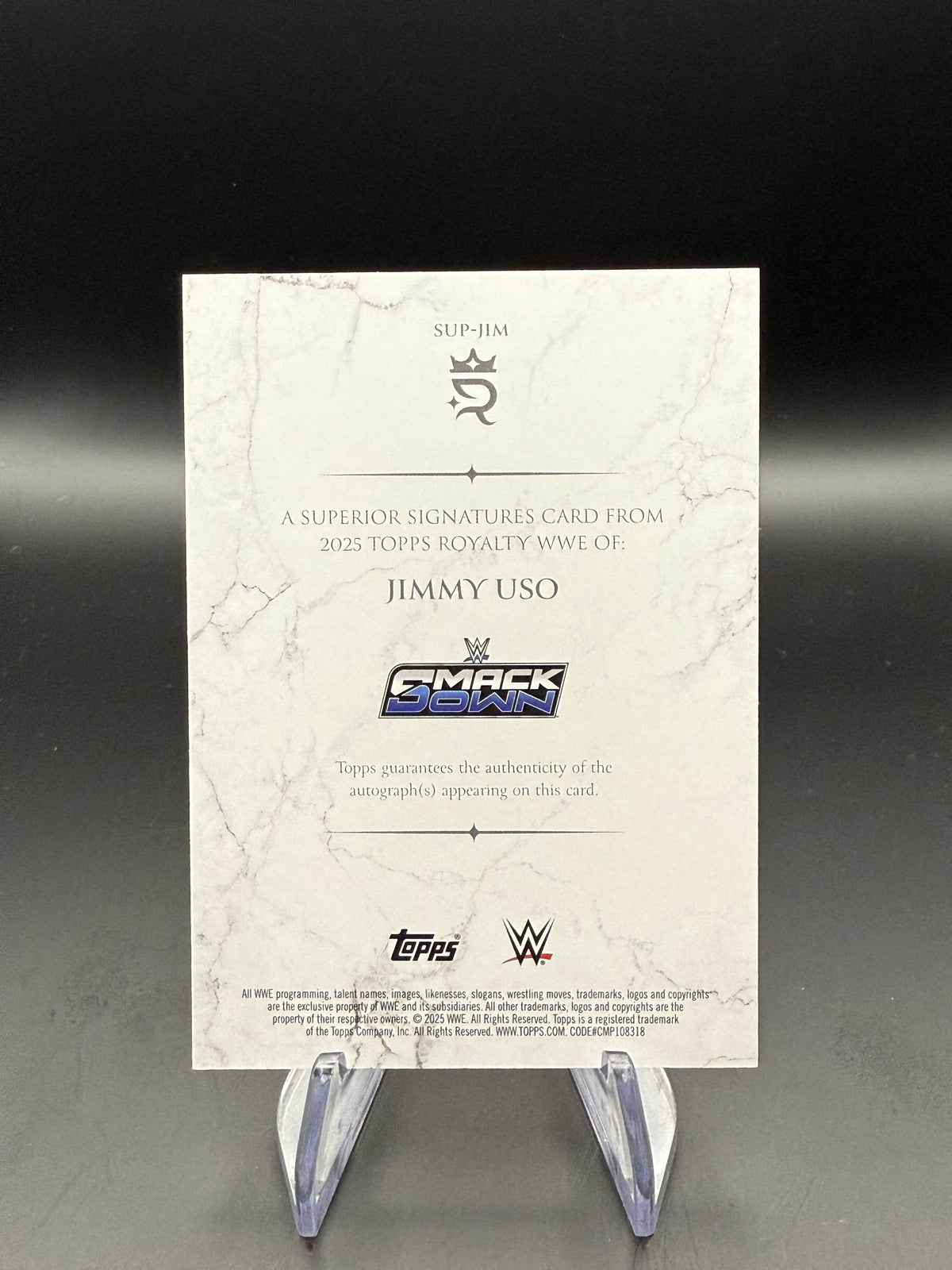 Jimmy Uso 2025 WWE Topps Royalty Superior Signature Autograph /99