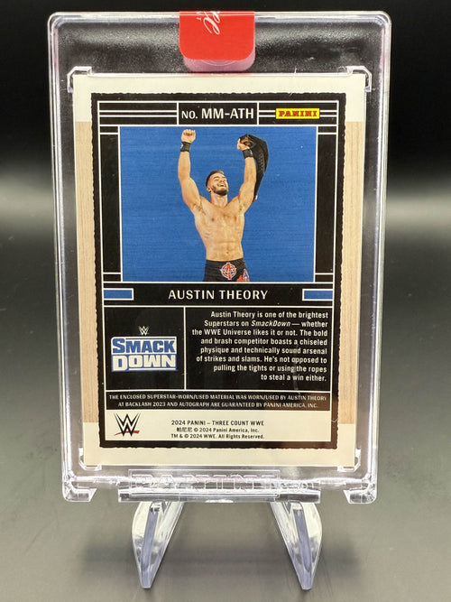 Austin Theory 2024 WWE Panini Three Count Blue Massive Mat Autograph /49