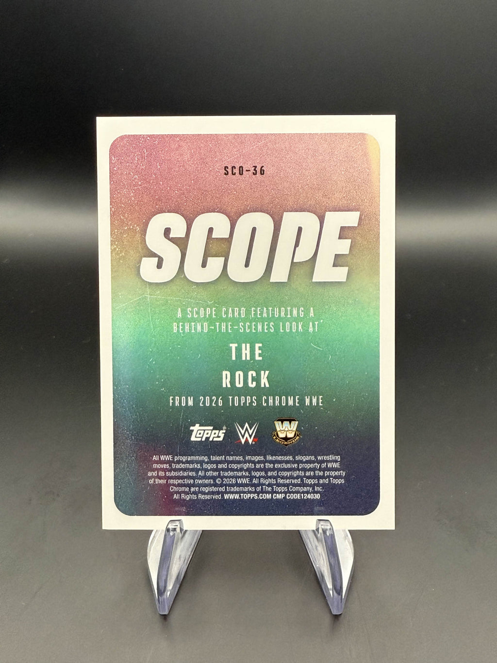 The Rock 2026 WWE Topps Chrome Gold Refractor Scope /50