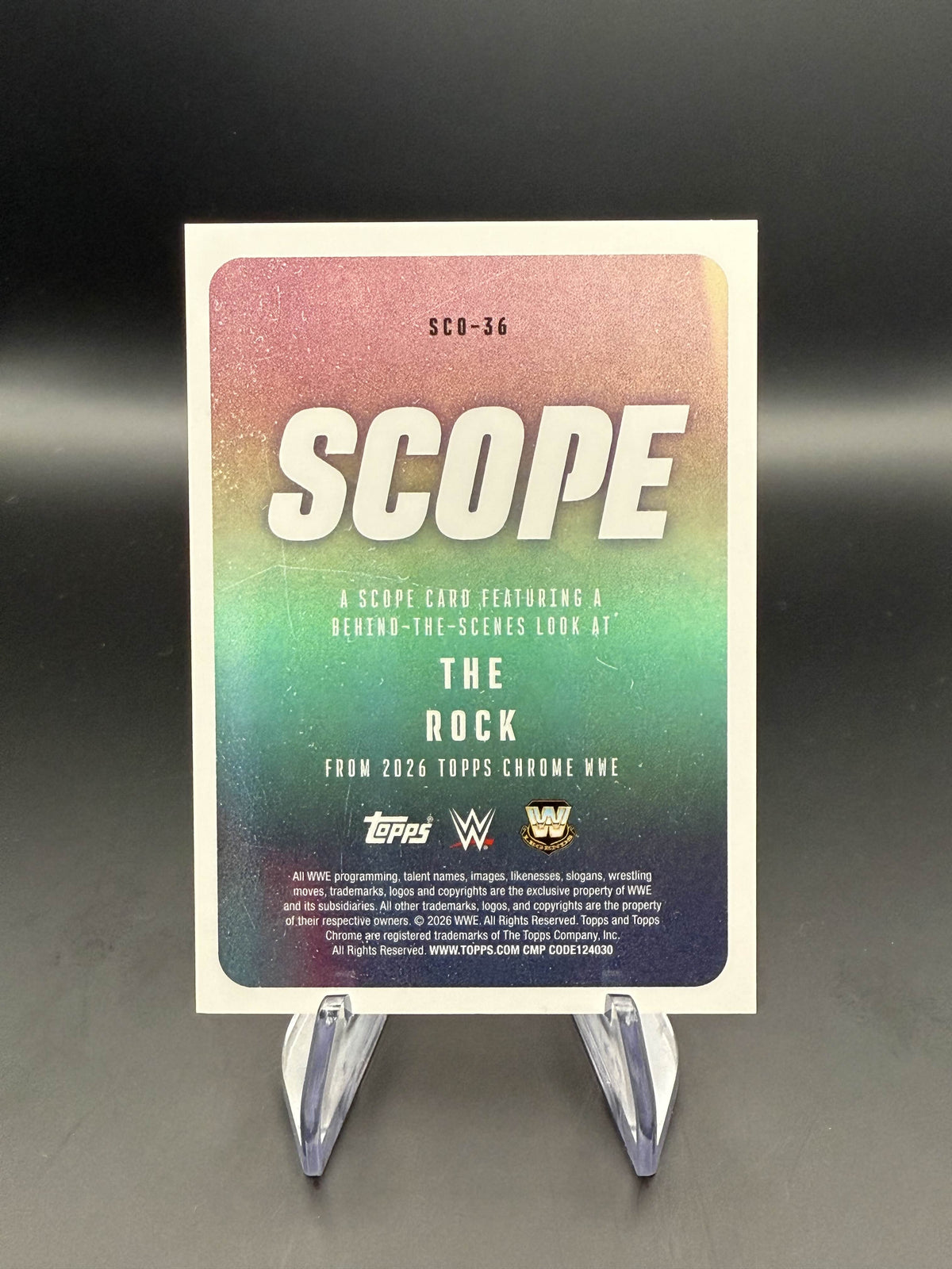 The Rock 2026 WWE Topps Chrome Gold Refractor Scope /50