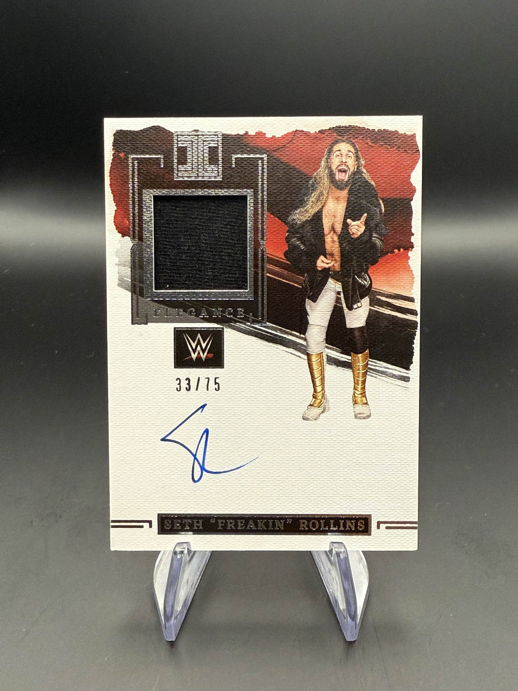 Seth Rollins 2023 WWE Panini Impeccable Elegance Memorabilia Patch Autograph /75