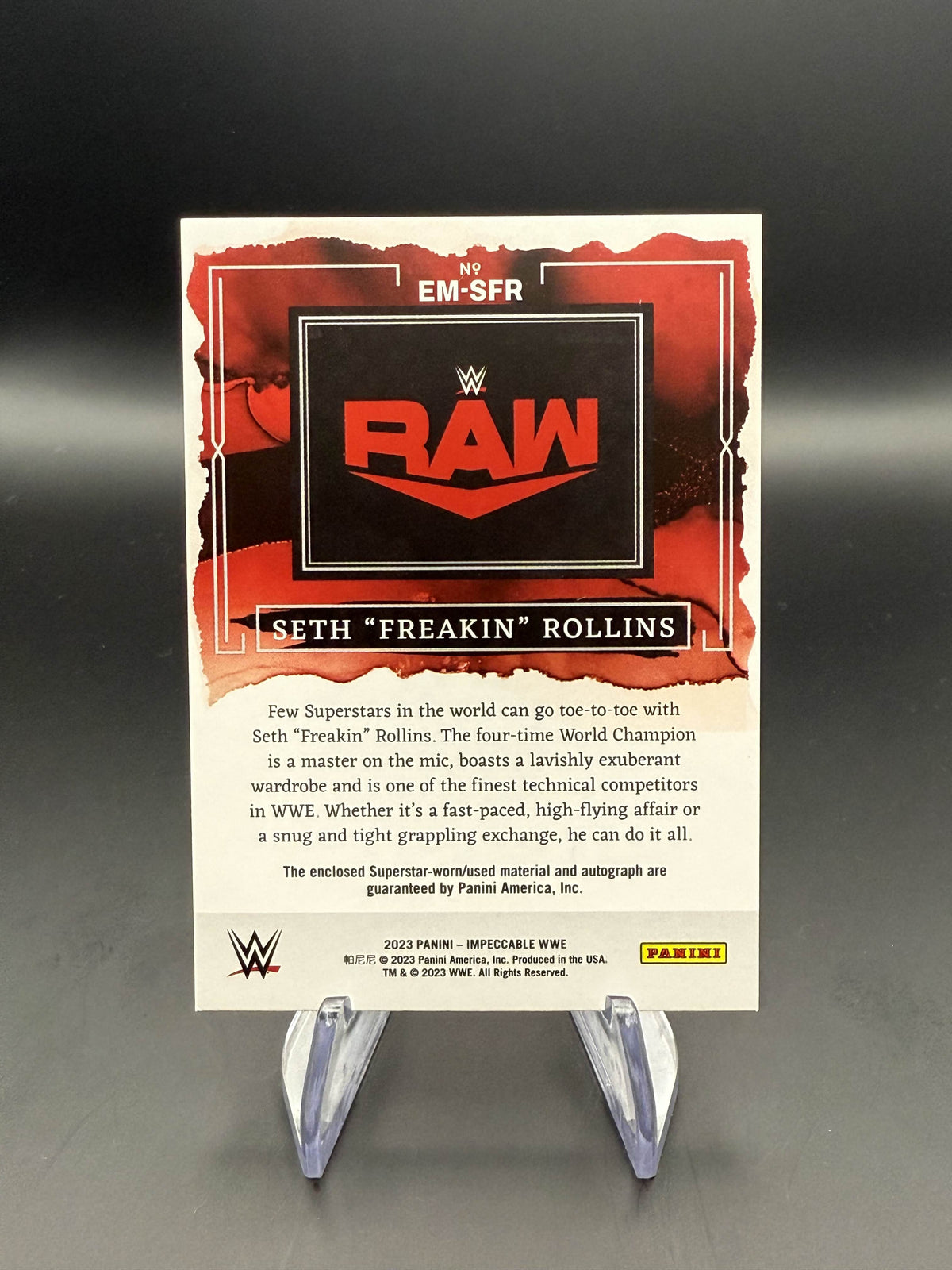 Seth Rollins 2023 WWE Panini Impeccable Elegance Memorabilia Patch Autograph /75