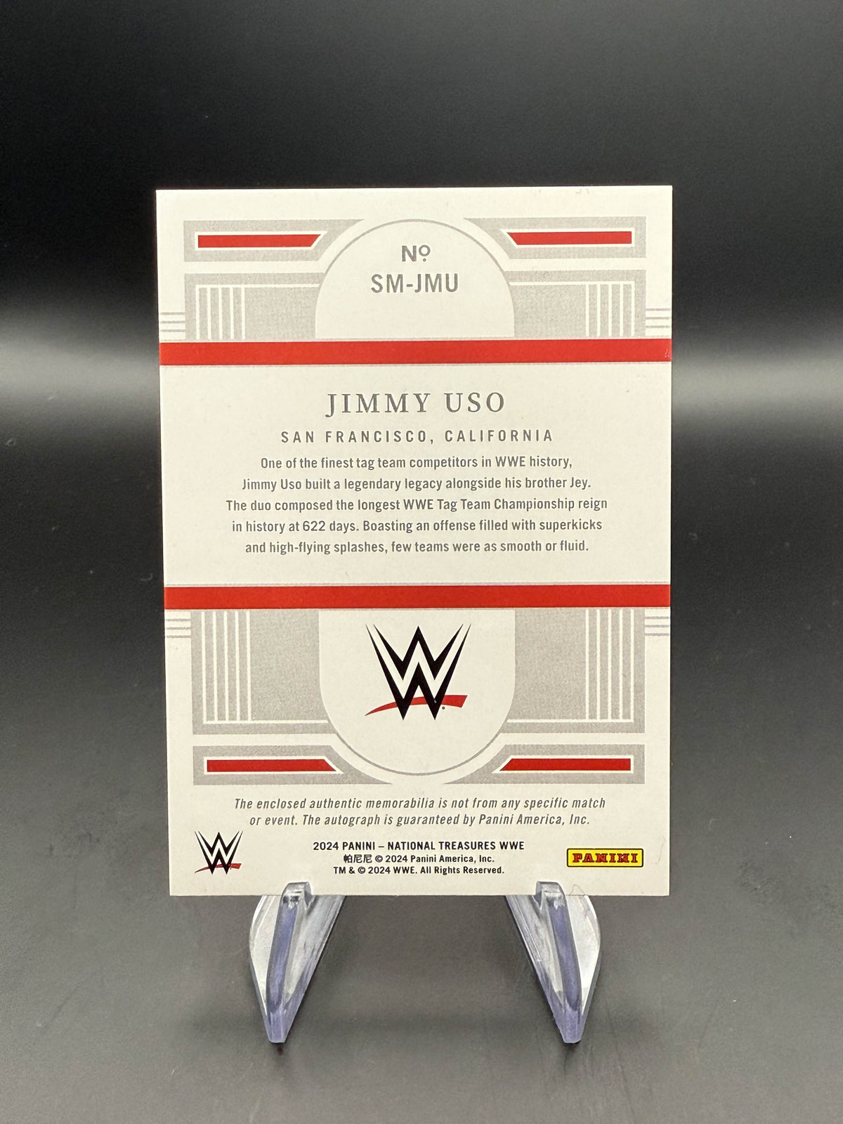 Jimmy Uso 2024 WWE Panini National Treasures Superstar Relic Autograph /55