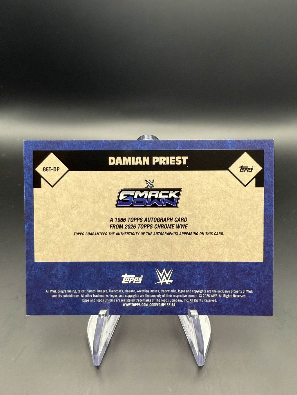 Damian Priest 2026 WWE Topps Chrome Gold Geometric 1986 Superstar Autograph /50