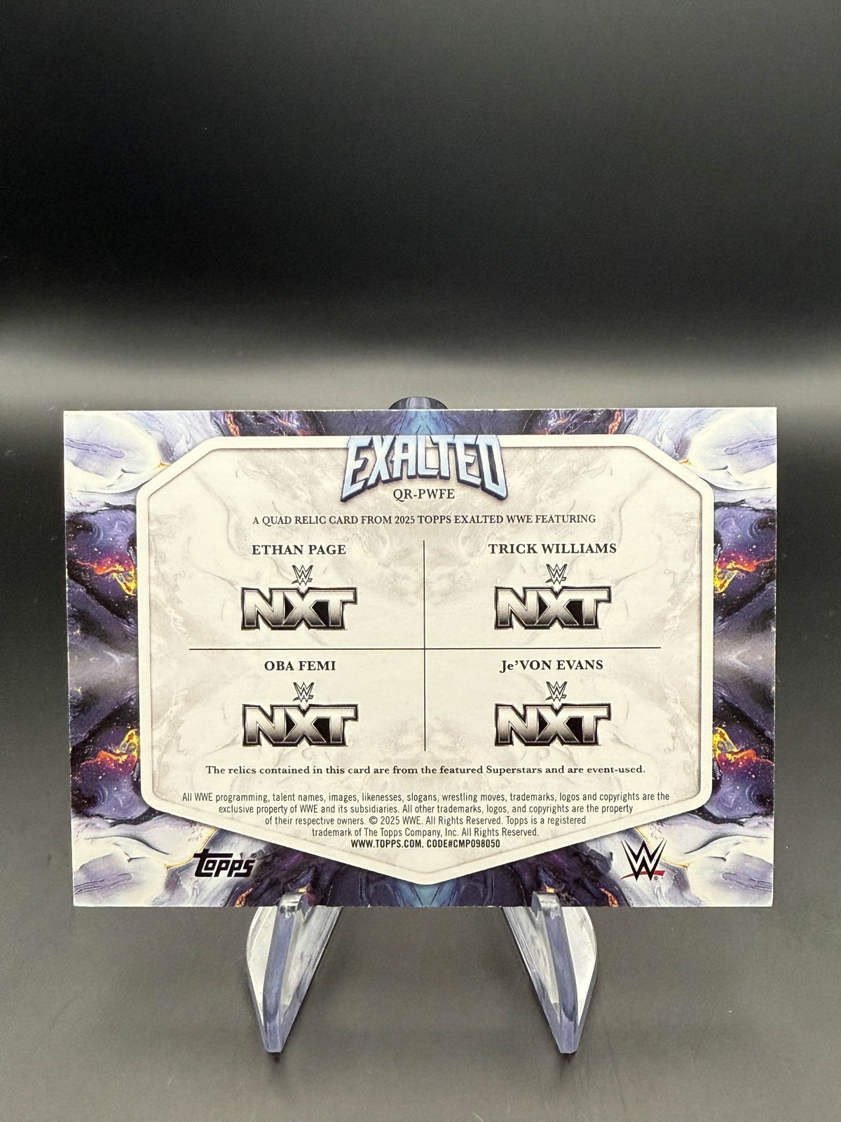 Oba Femi / Trick Williams / Je'Von Evans / Ethan Page 2025 WWE Topps Exalted Quad Relic Aqua /99