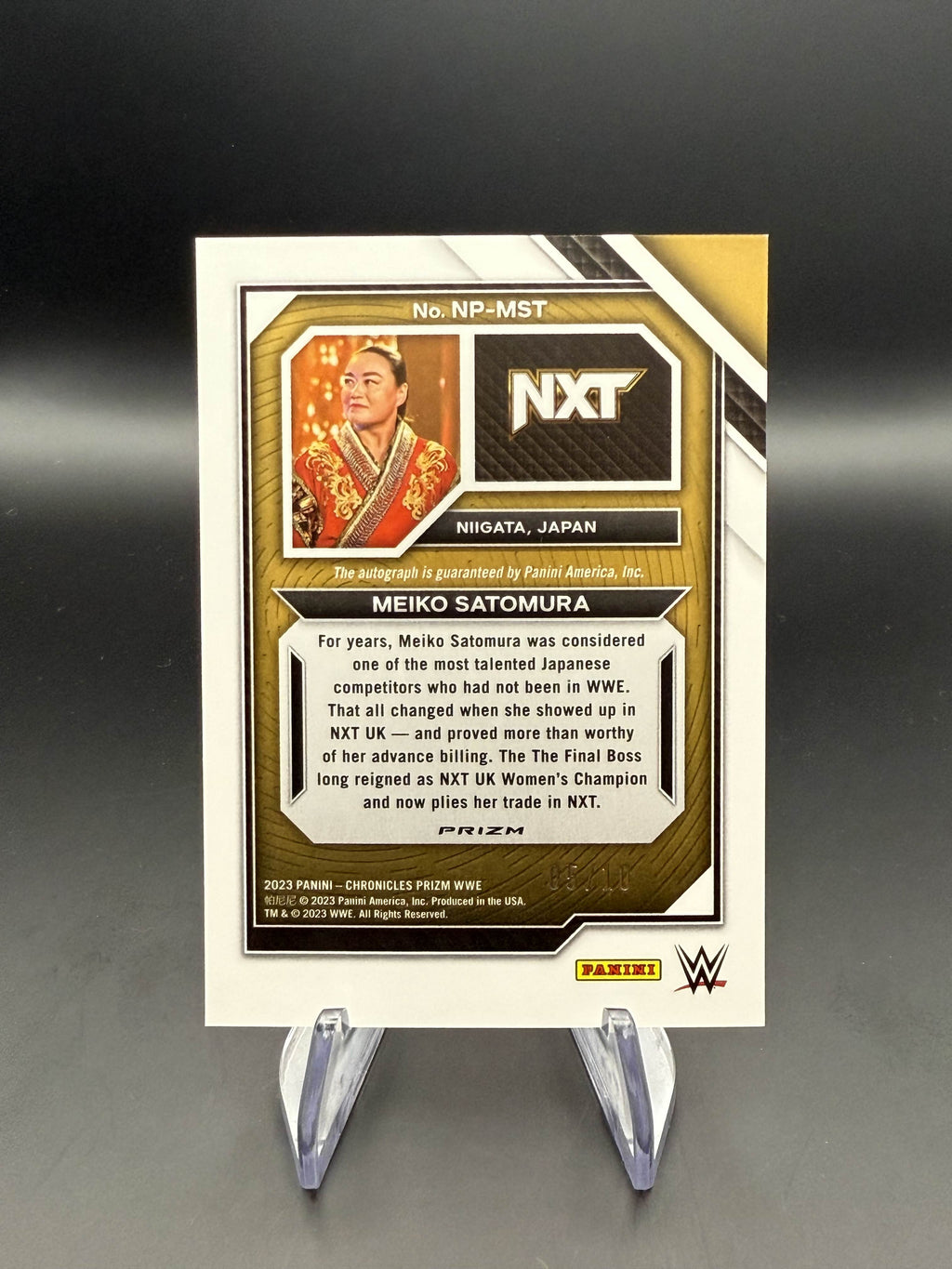 Meiko Satomura 2023 WWE Panini Chronicles National Pride Signature Gold Autograph /10