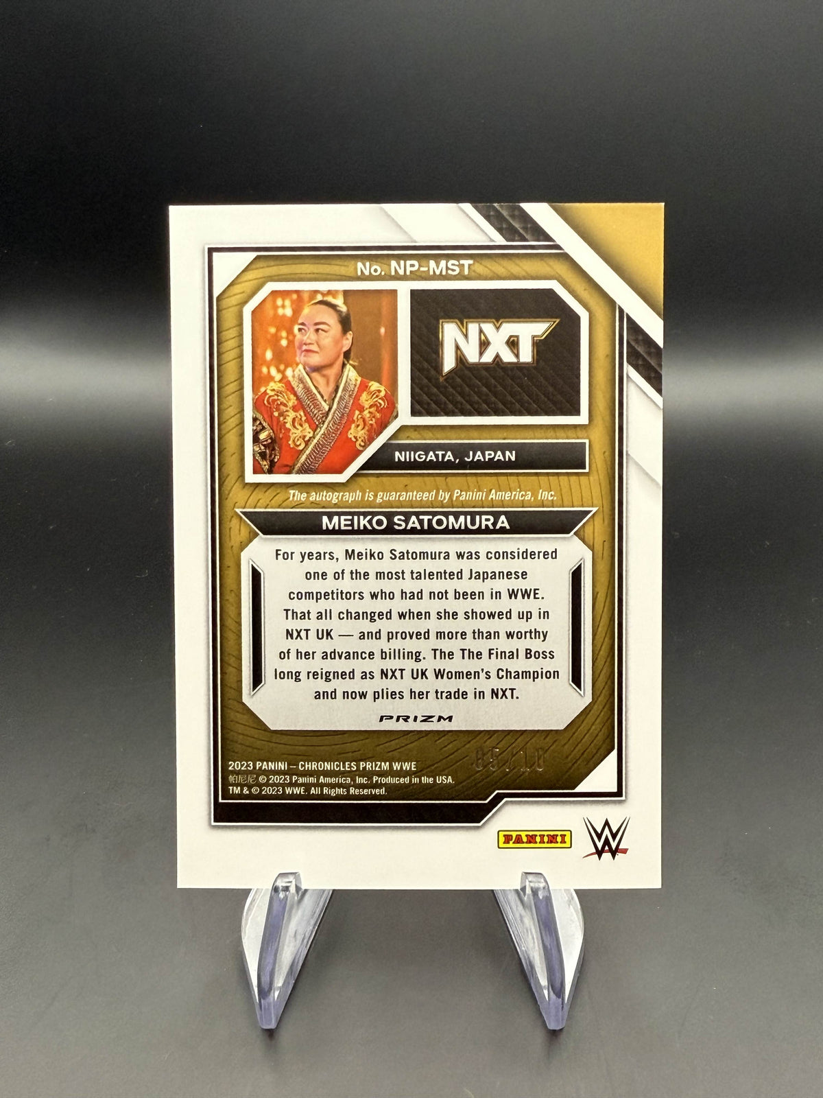 Meiko Satomura 2023 WWE Panini Chronicles National Pride Signature Gold Autograph /10