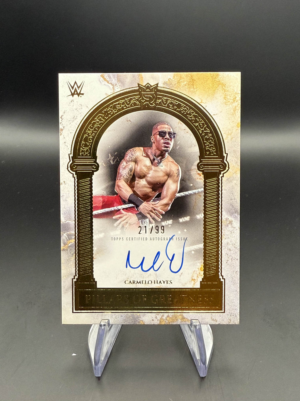 Carmelo Hayes 2025 WWE Topps Royalty Pillars Of Greatness Signature Autograph /99