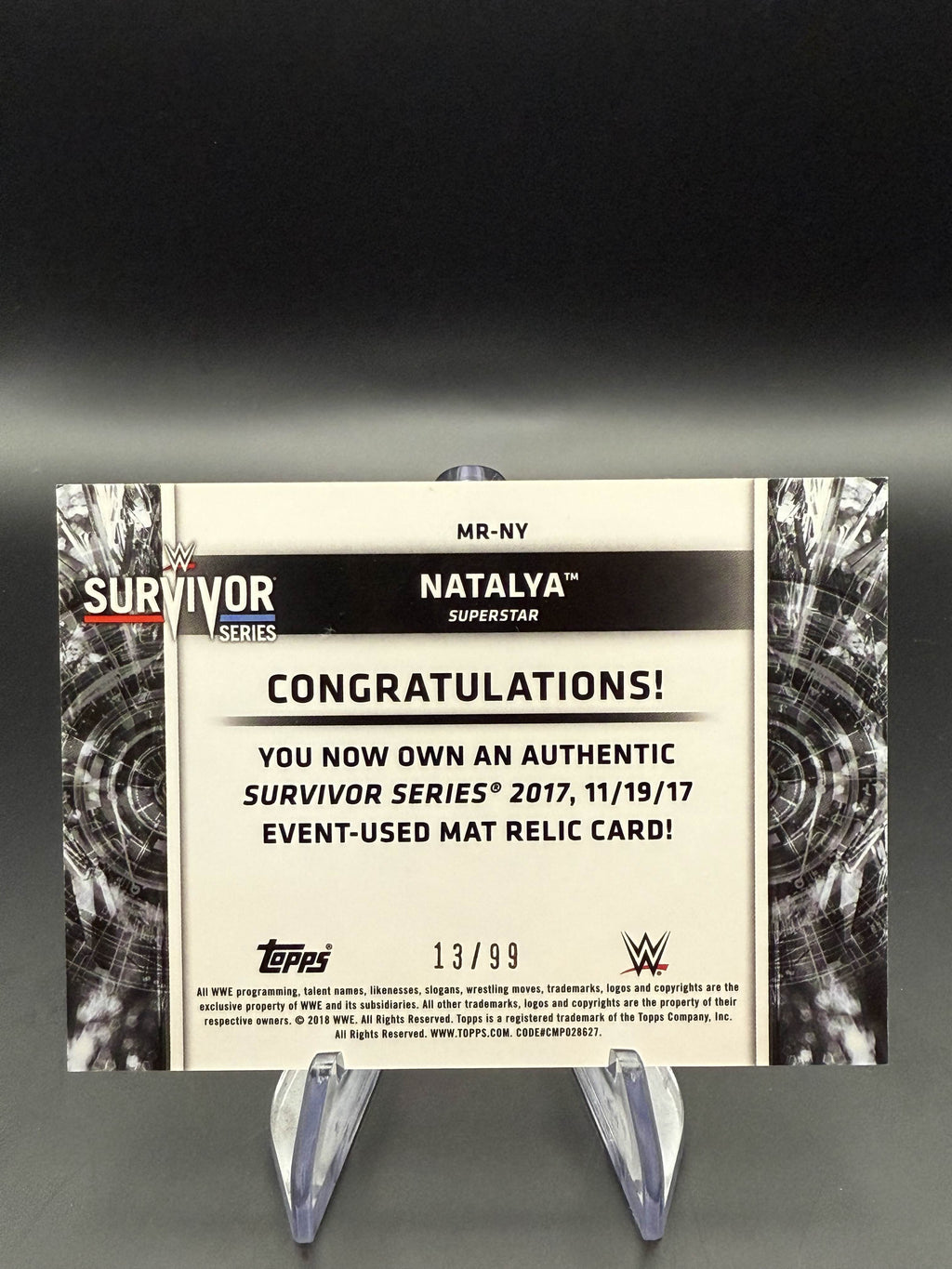 Natalya 2018 WWE Topps Women's Division Mat Relics Purple /99