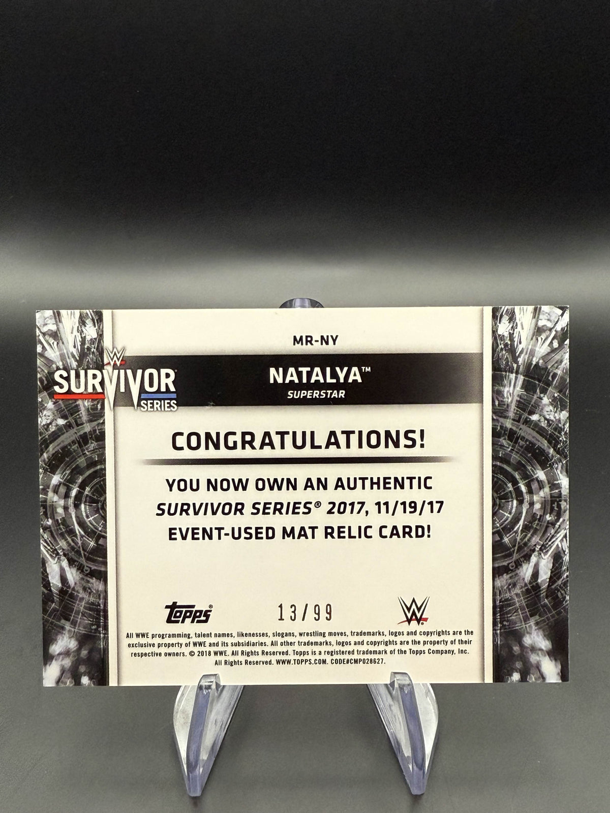 Natalya 2018 WWE Topps Women's Division Mat Relics Purple /99