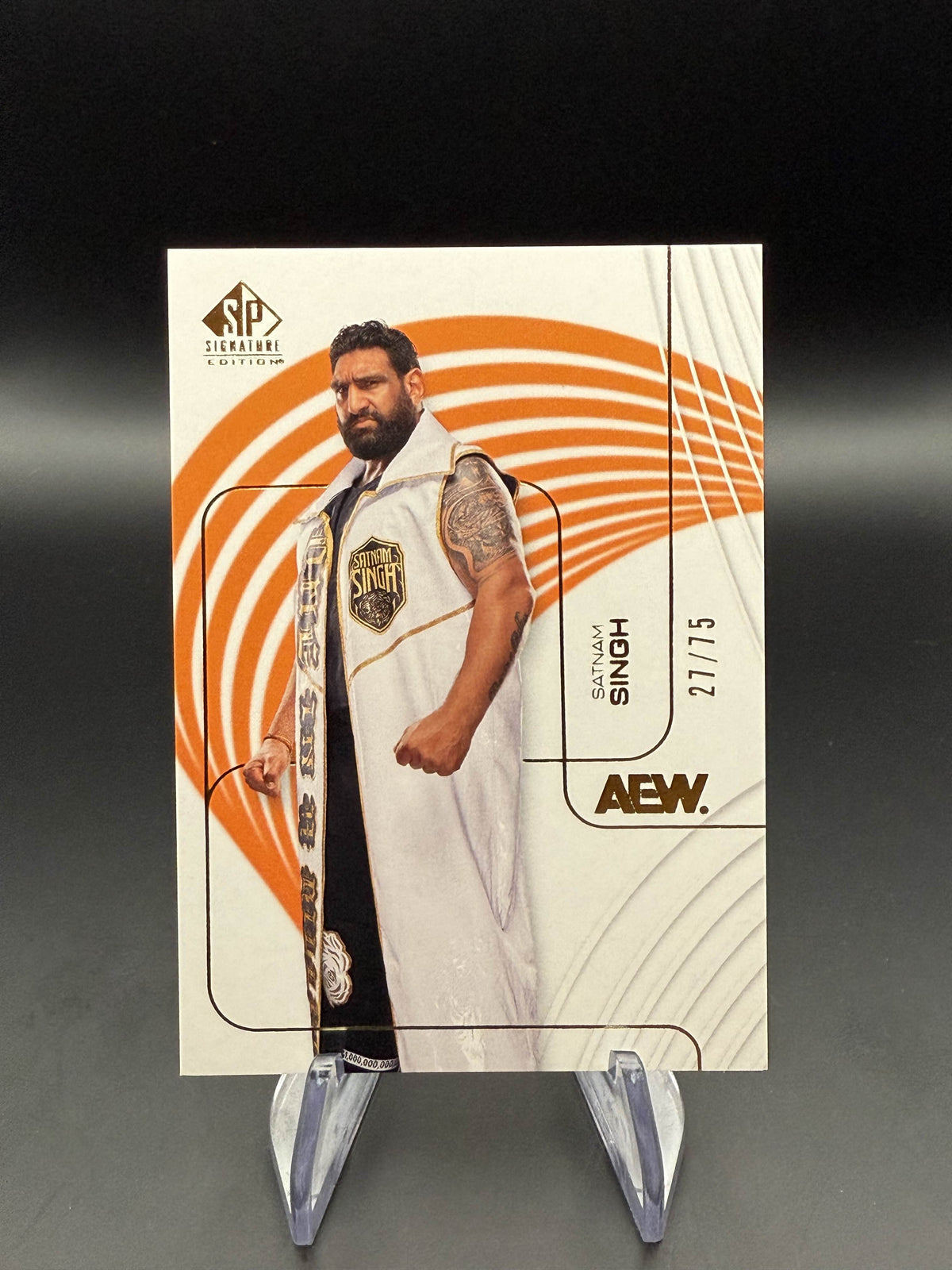 Satnam Singh 2025 AEW Upper Deck SP Signature Edition Orange /75