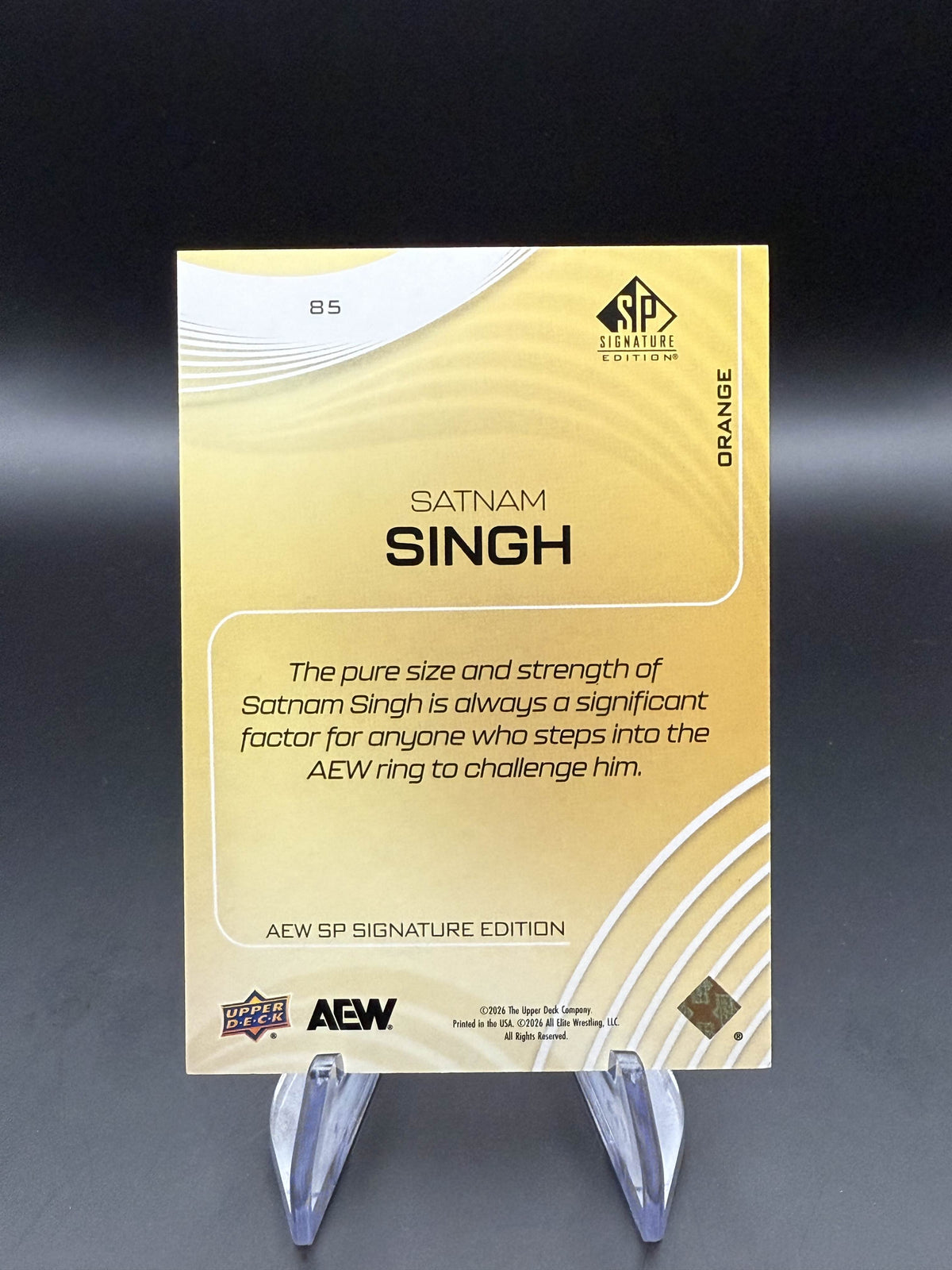 Satnam Singh 2025 AEW Upper Deck SP Signature Edition Orange /75