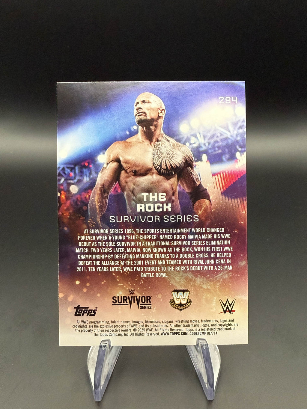 The Rock 2025 WWE Topps Universe Purple Glass Event Variation /399