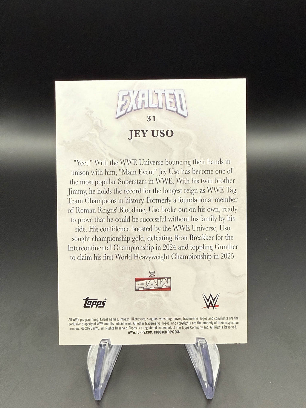 Jey Uso 2025 WWE Topps Exalted White Refractor /150