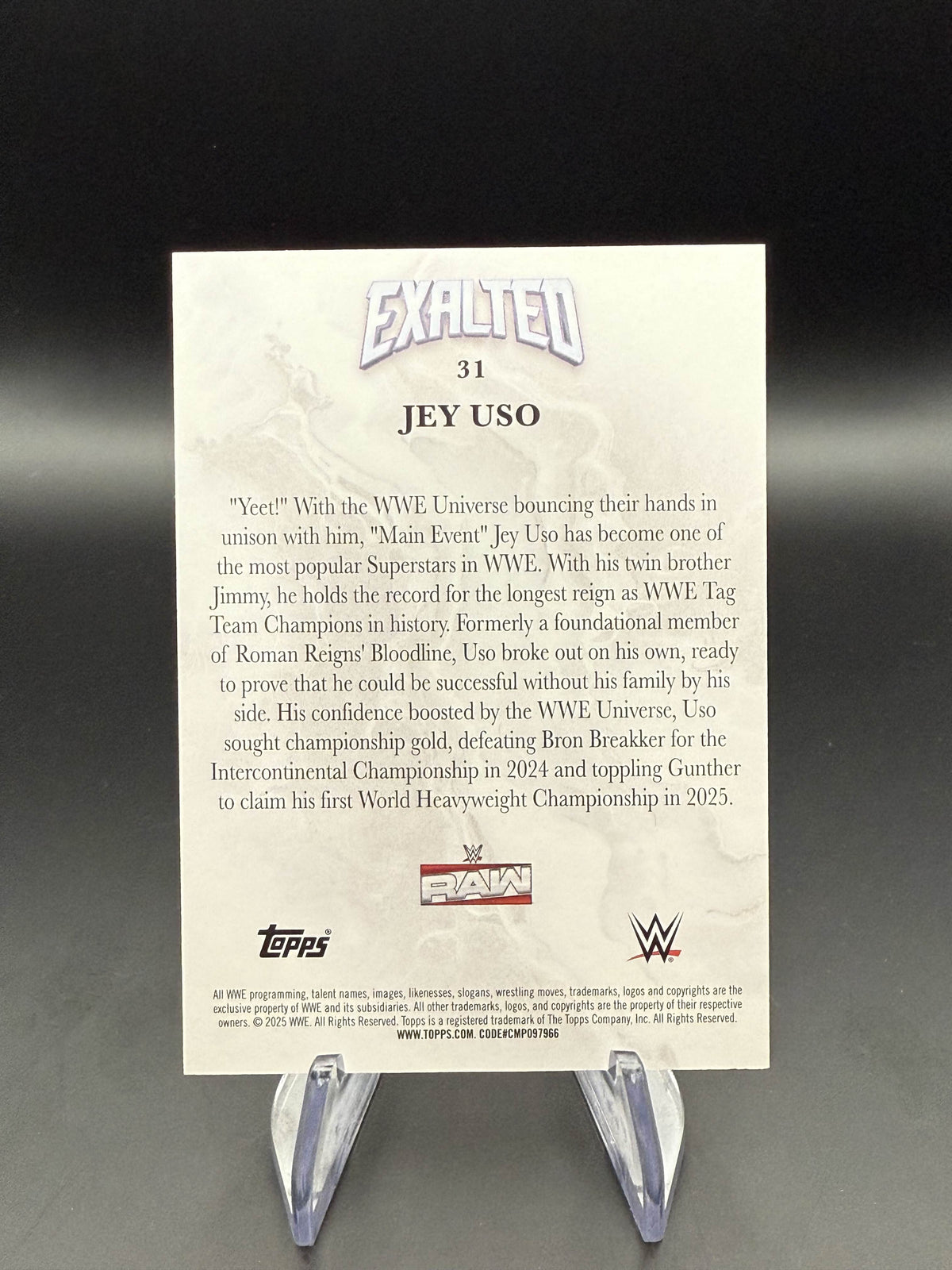 Jey Uso 2025 WWE Topps Exalted White Refractor /150