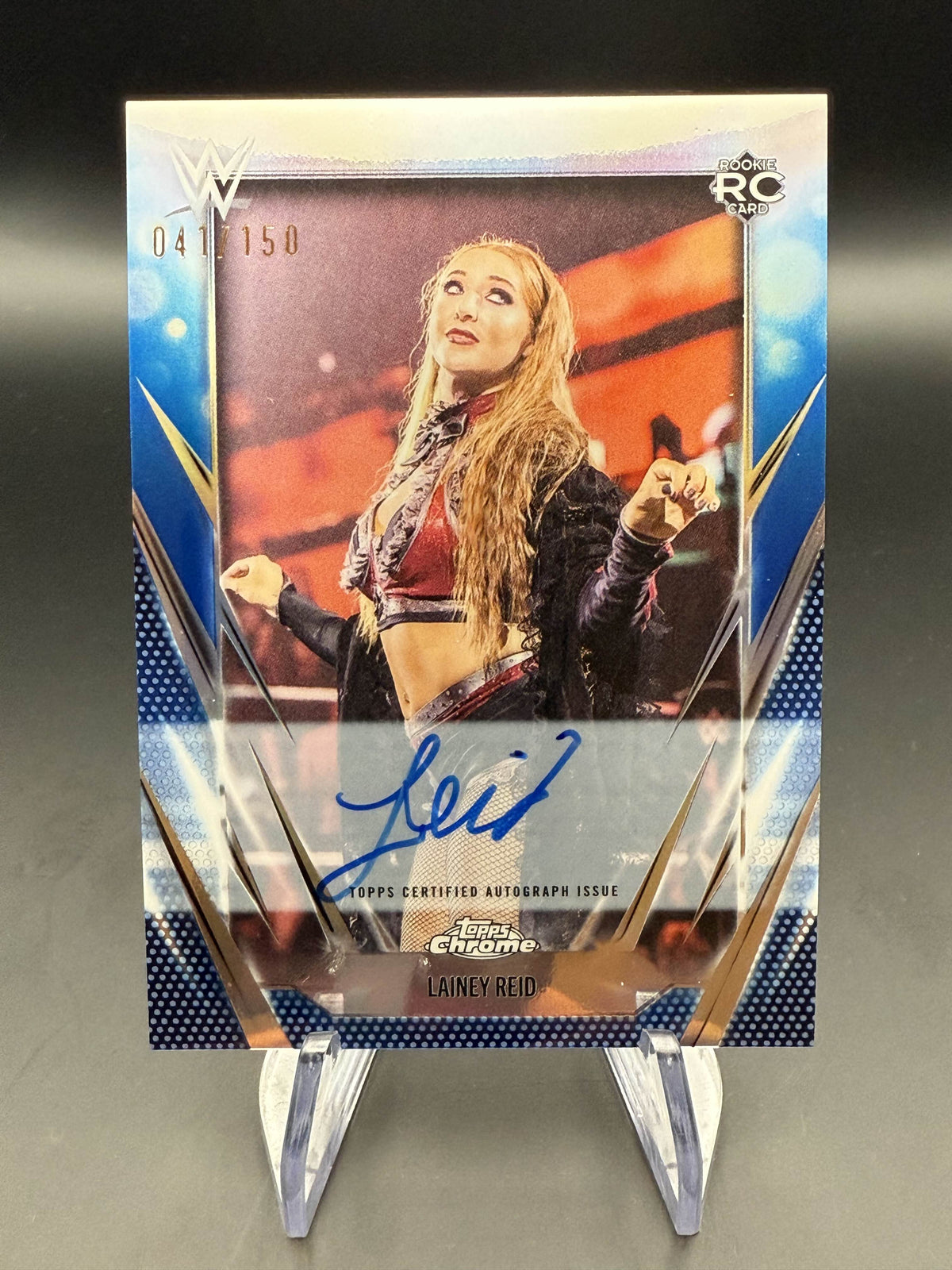 Lainey Reid 2026 WWE Topps Chrome Rookie Card Blue Autograph /150