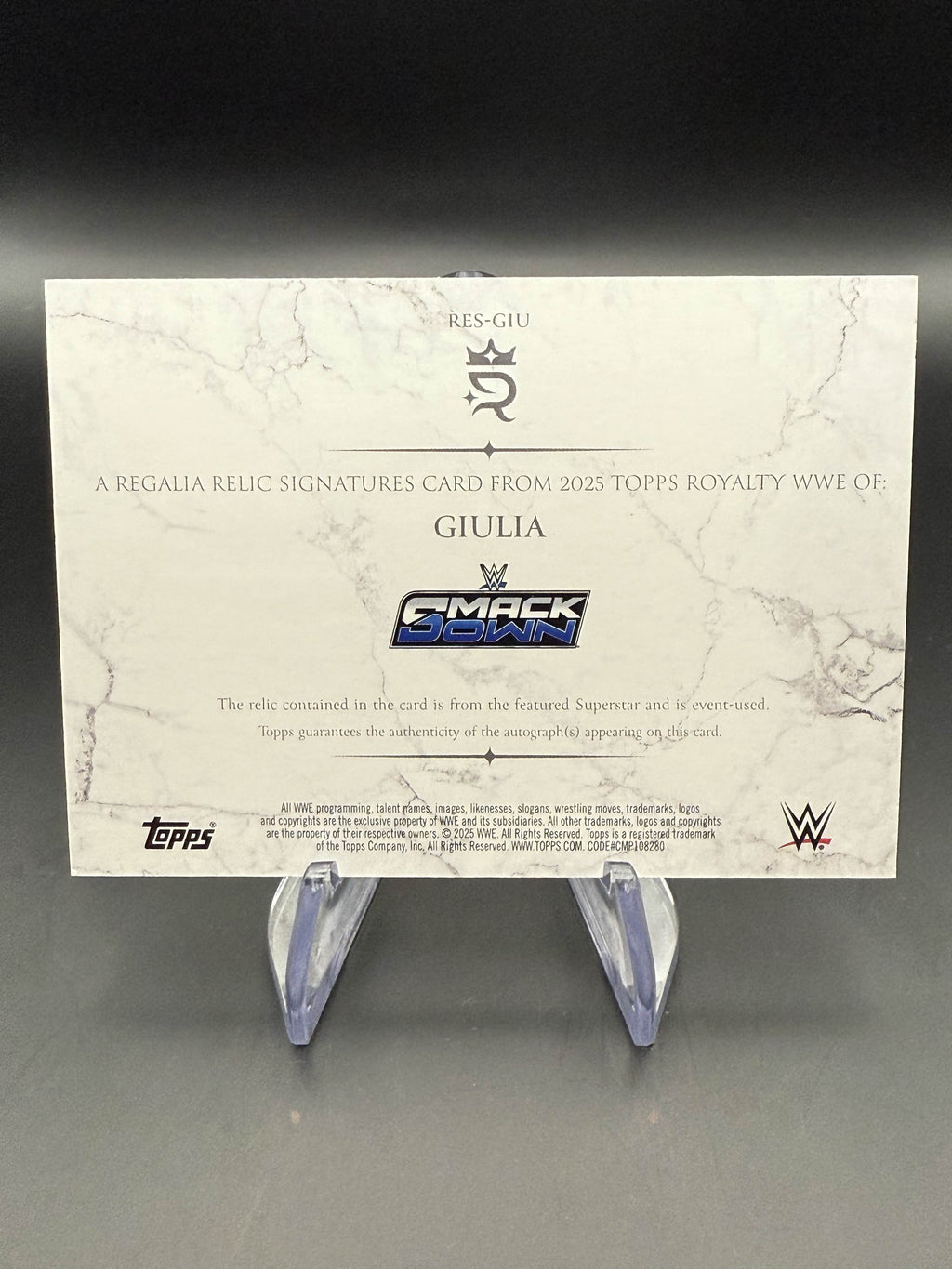 Giulia 2025 WWE Topps Royalty Regalia Relic Signature Patch Autograph Silver /10
