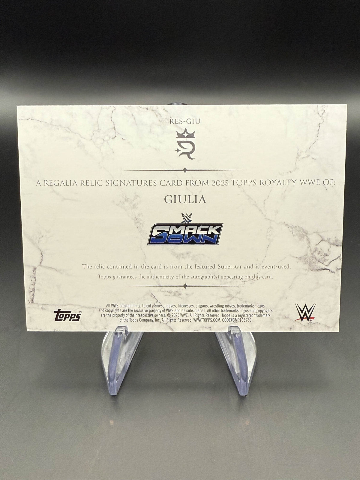 Giulia 2025 WWE Topps Royalty Regalia Relic Signature Patch Autograph Silver /10