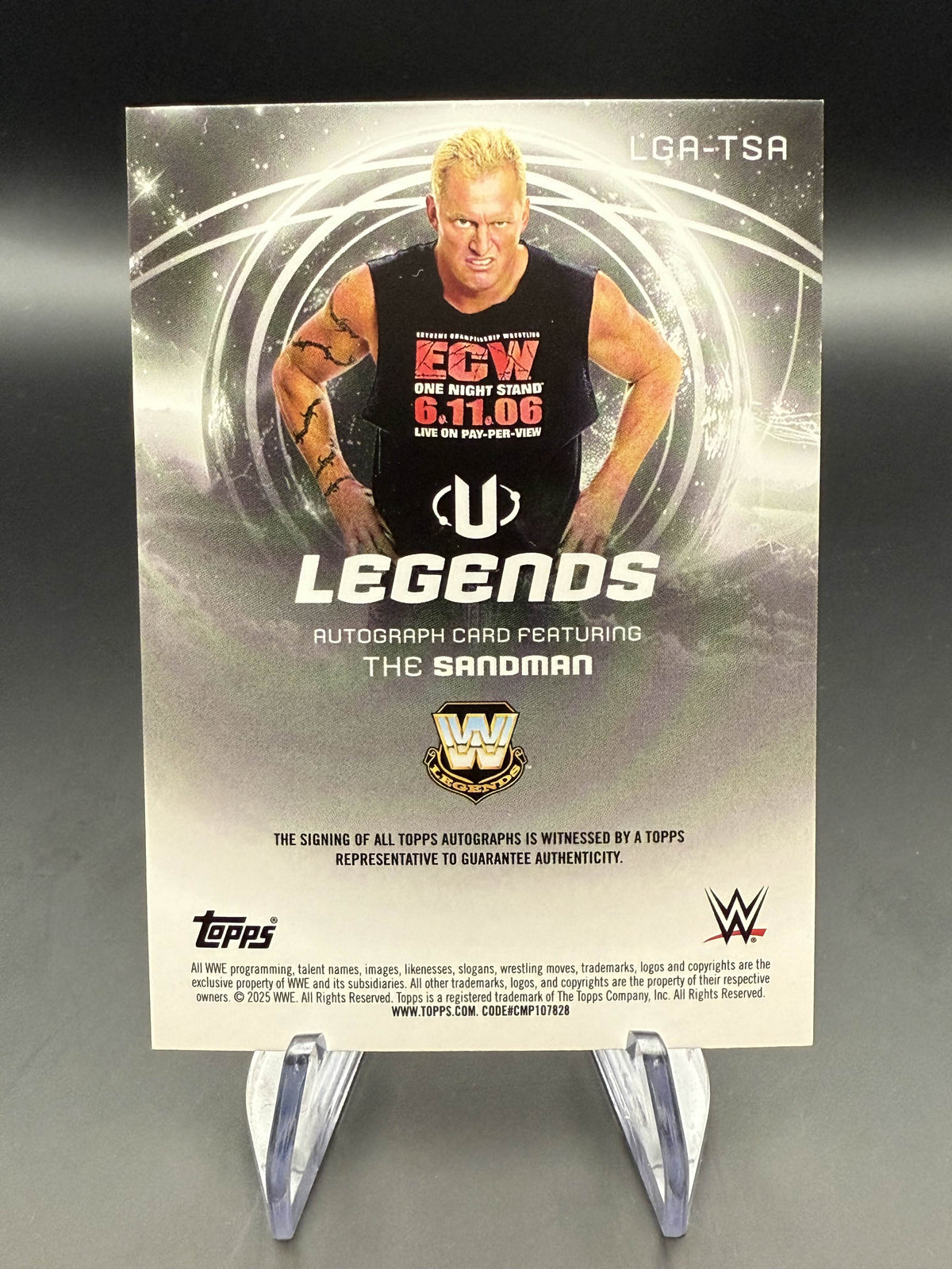 The Sandman 2025 WWE Topps Universe Blue Pulse Legends Autograph /199
