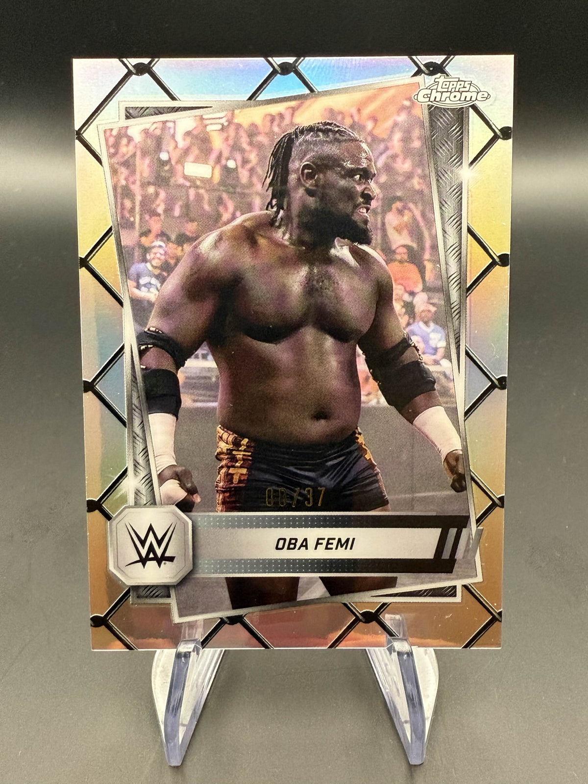 Oba Femi 2025 WWE Topps Chrome Steel Cage Refractor /37