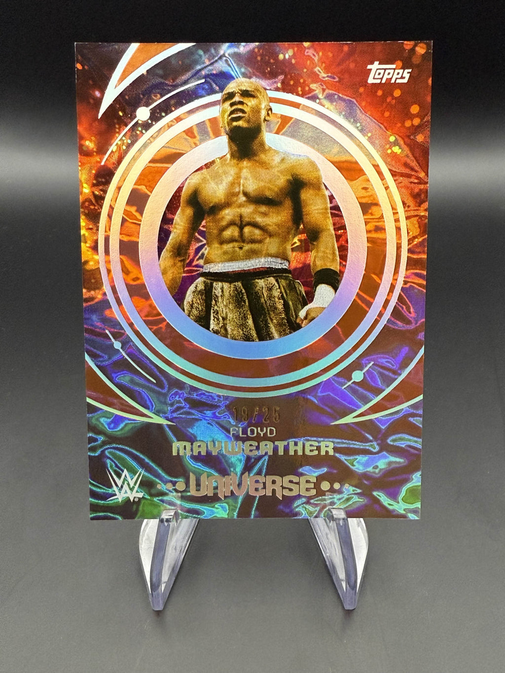 Floyd Mayweather 2025 WWE Topps Universe Orange Warp /25