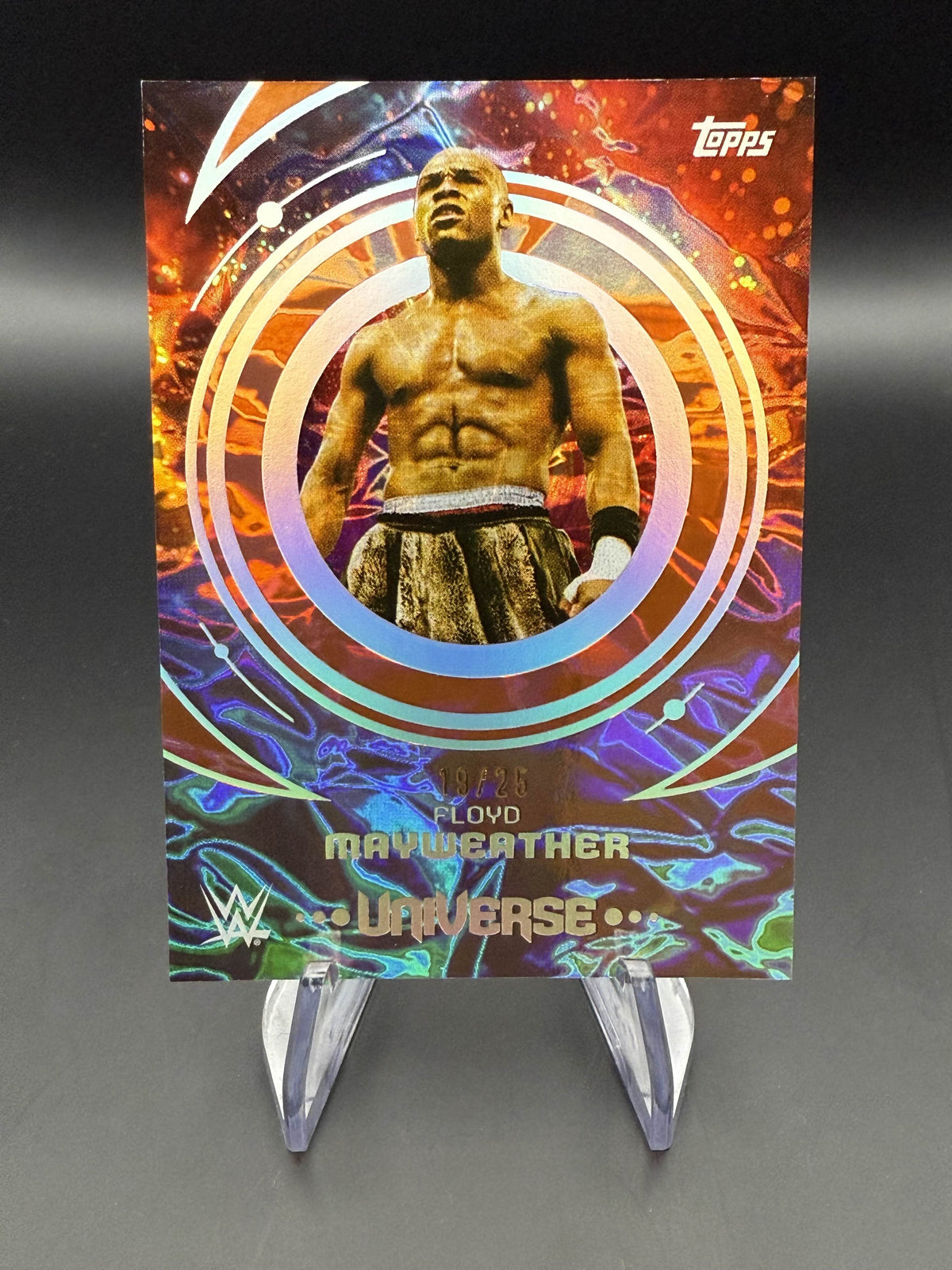 Floyd Mayweather 2025 WWE Topps Universe Orange Warp /25
