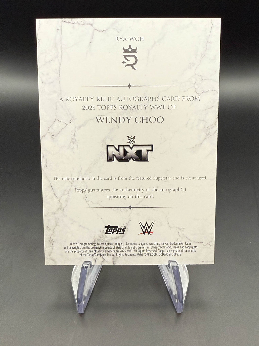 Wendy Choo 2025 WWE Topps Royalty Relic Autograph /99