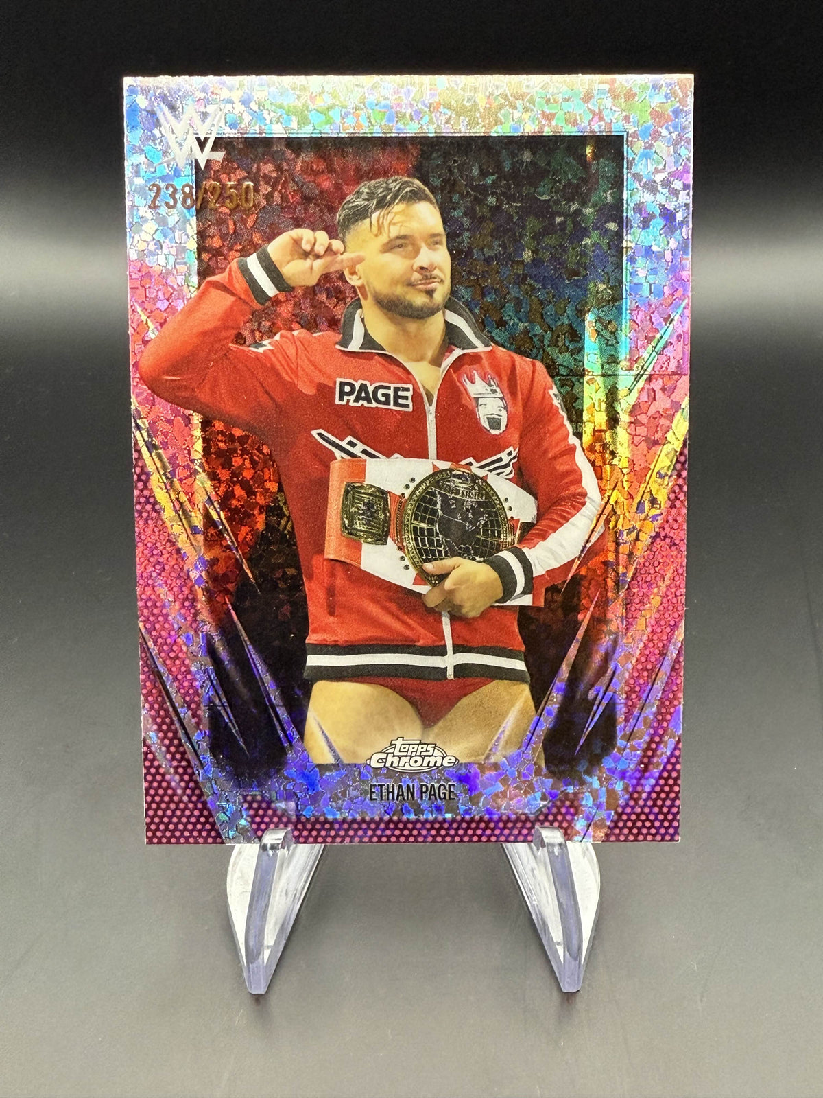Ethan Page 2026 WWE Topps Chrome Pink Mini Diamond Refractor /250