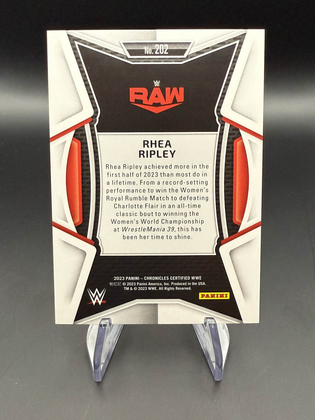 Rhea Ripley 2023 WWE Panini Chronicles Certified /199