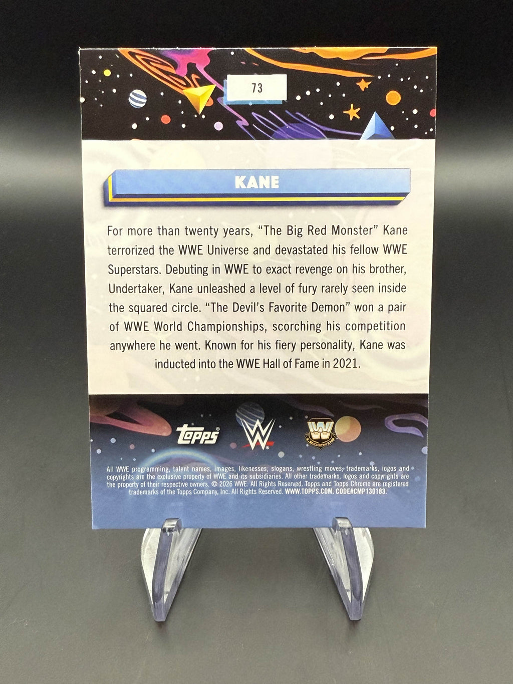 Kane 2026 WWE Topps Cosmic Magenta Cosmos Refractor /299