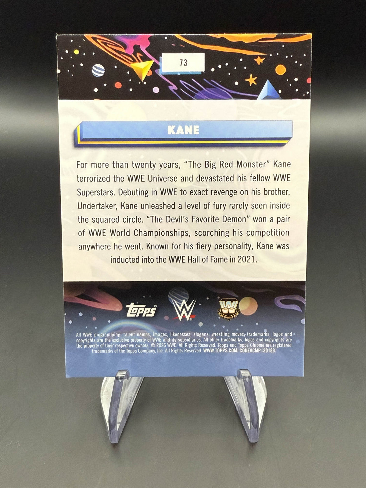 Kane 2026 WWE Topps Cosmic Magenta Cosmos Refractor /299