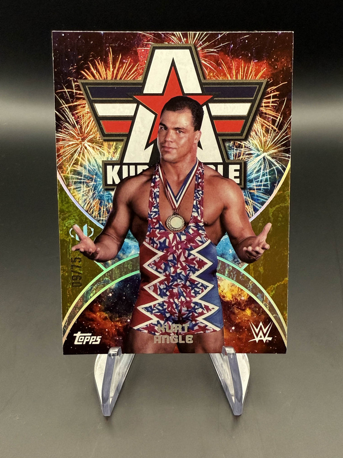 Kurt Angle 2025 WWE Topps Universe Namesakes Gold Stone /75