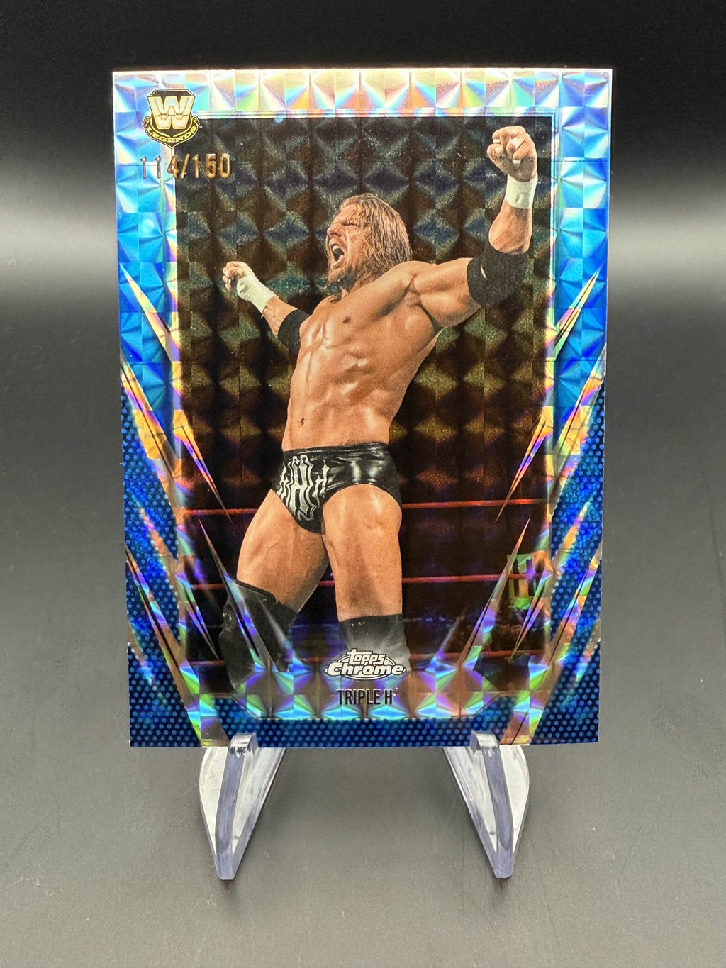 Triple H 2026 WWE Topps Chrome Blue Geometric Refractor /150