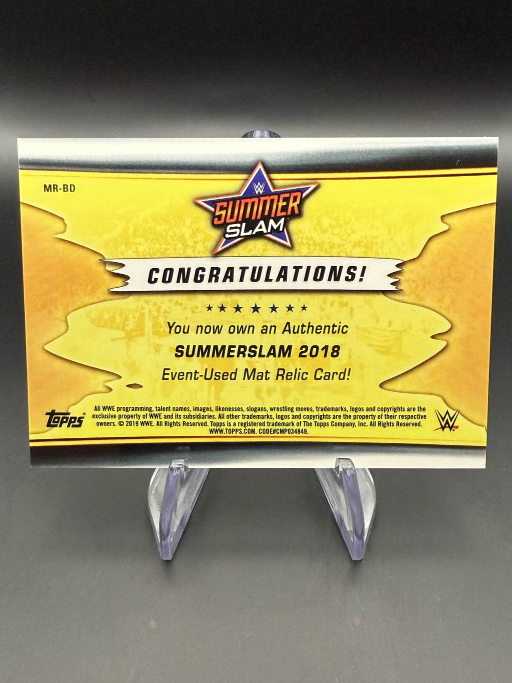 Roman Reigns 2019 WWE Topps SummerSlam Mat Relics