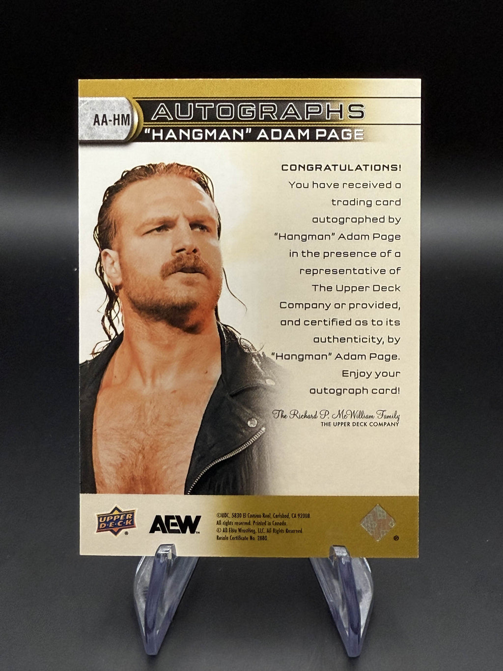 "Hangman" Adam Page 2025 AEW Upper Deck SP Game Used Autograph
