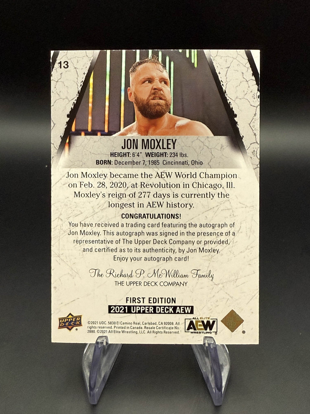 Jon Moxley "Dean Ambrose" 2021 AEW Upper Deck First Edition Dynamite Autograph /5